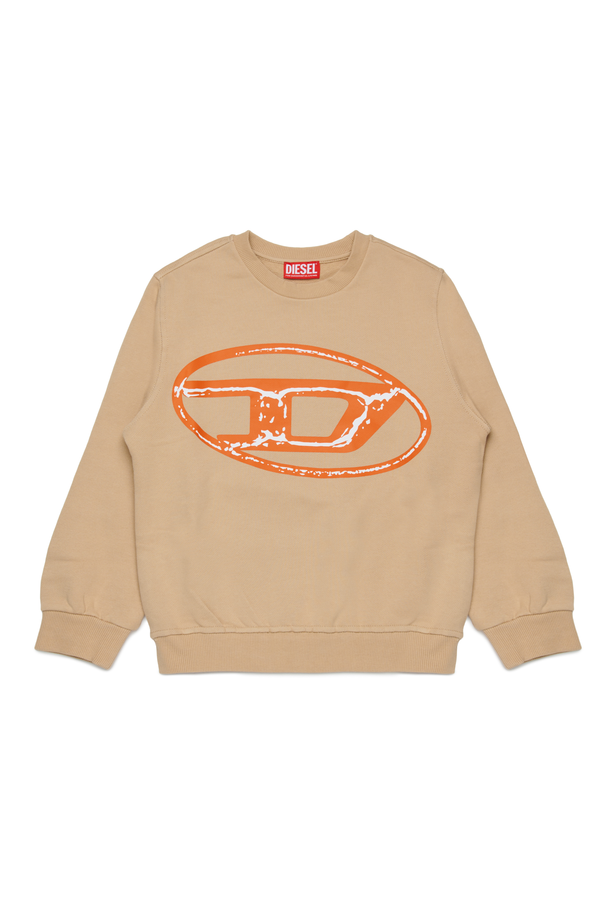 Diesel - SBONNIE OVER, Man's Cotton crewneck sweatshirt with Oval D logo in Light Brown - 1