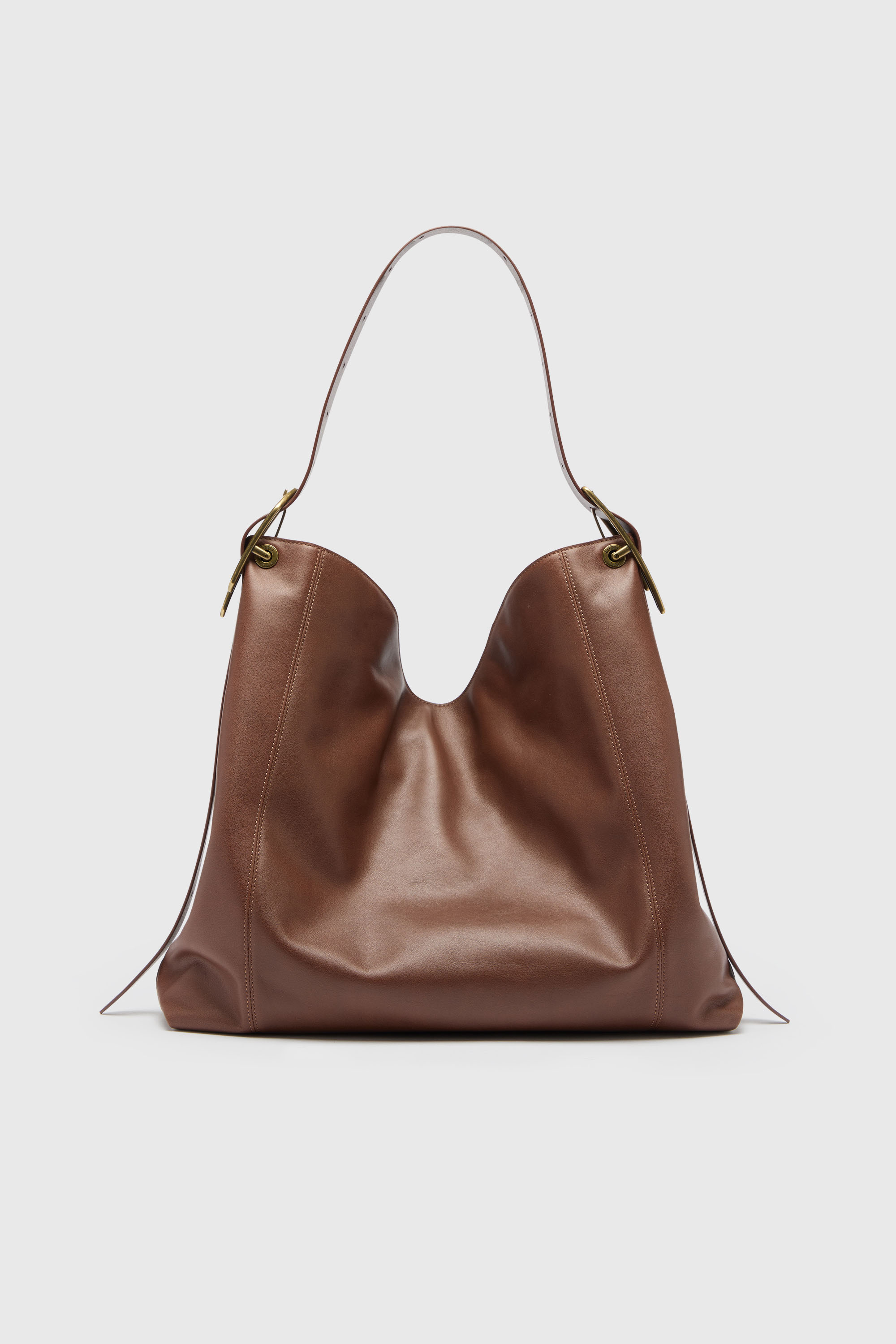 Diesel - D-LINE HOBO L, Woman's D-Line-Hobo bag in leather in Dark Brown - 2