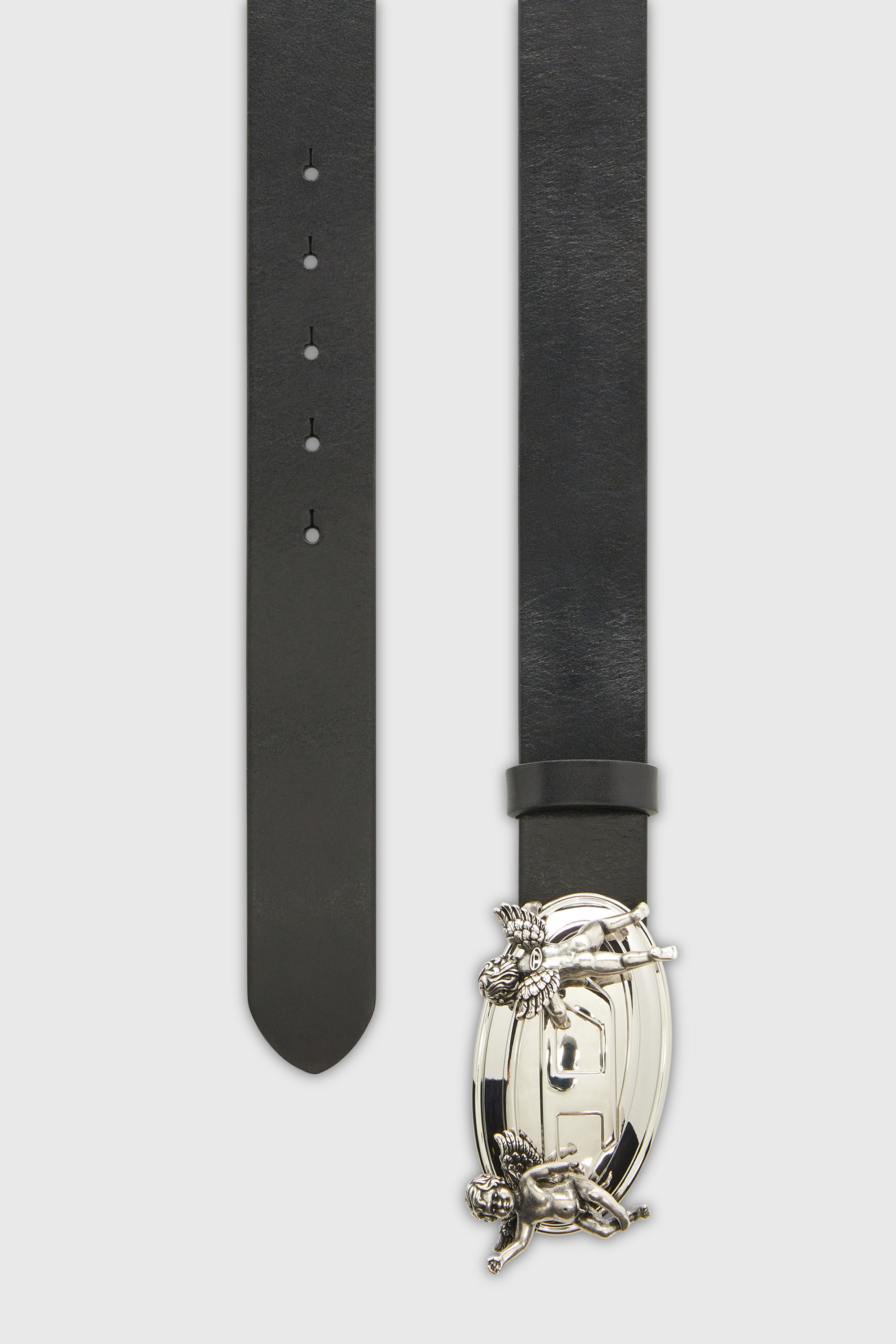 Diesel - B-OVAL ANGELS 35, Woman's 3.5cm leather belt with cherub Oval D buckle in Black - 2