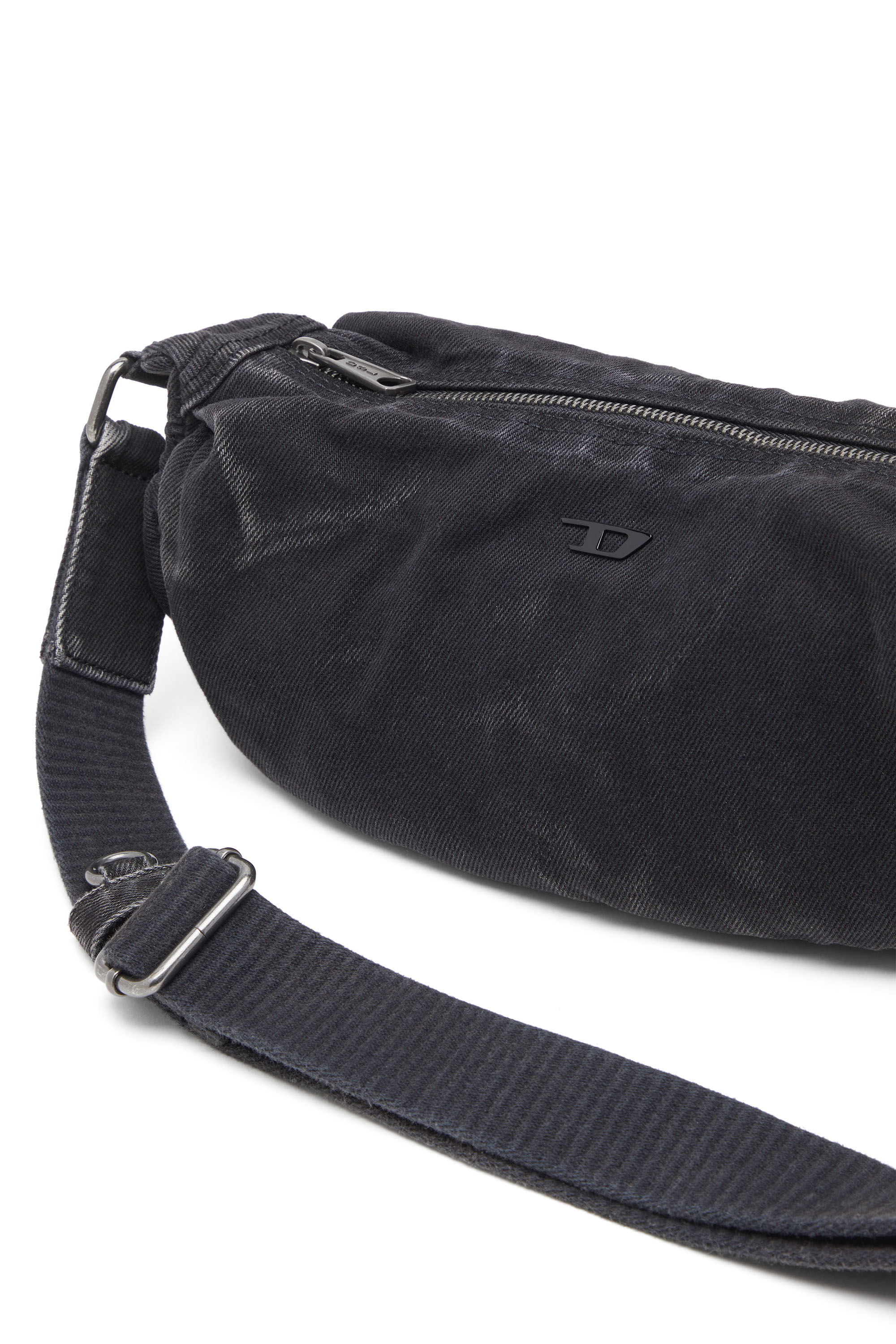 Diesel - RAVE CROSSBODY X, Man's Rave-Small crossbody bag in faded denim in Black - 5