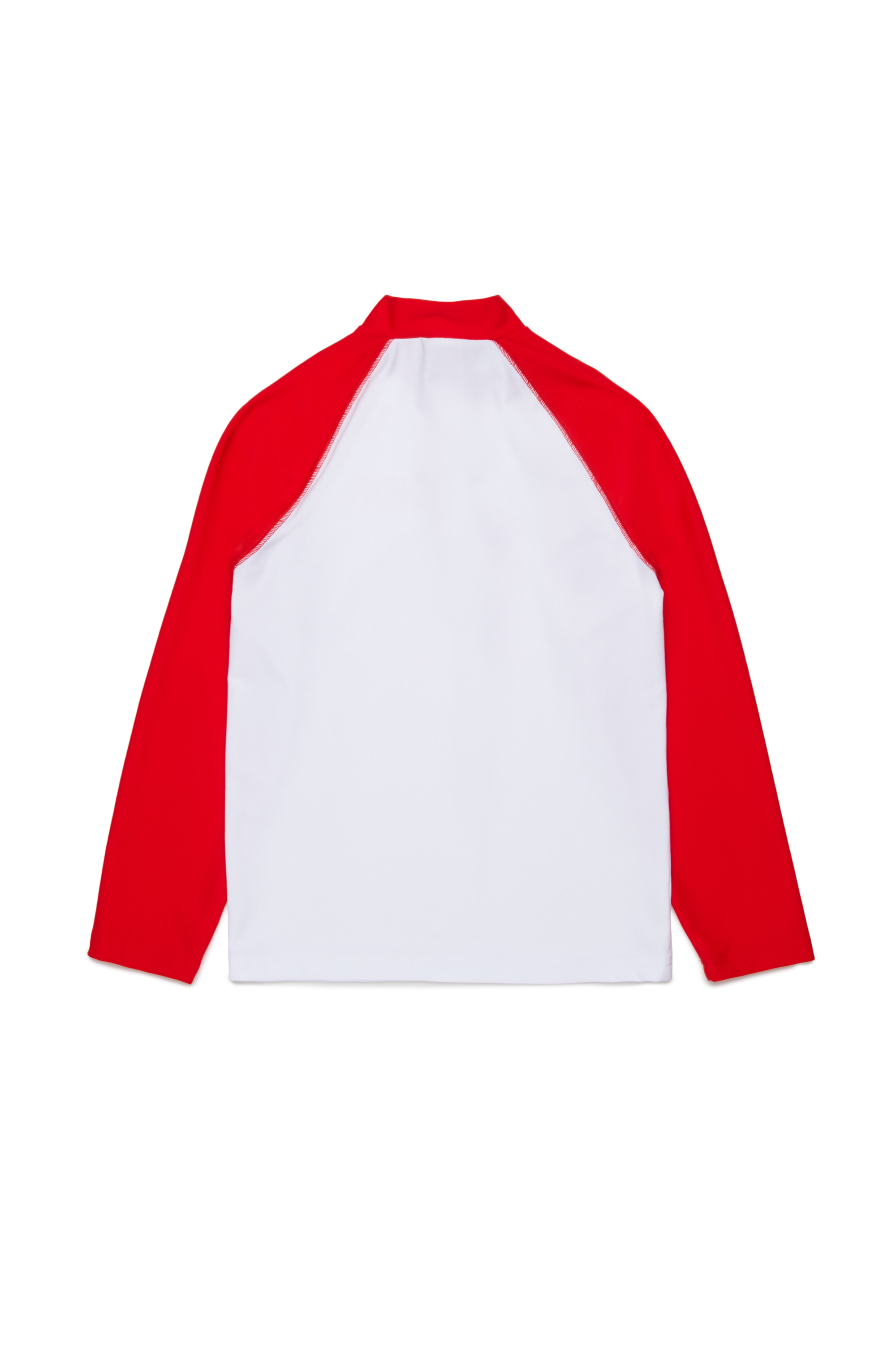 Diesel - MTRUS, Man's Rash guard with half zip in White/Red - 2