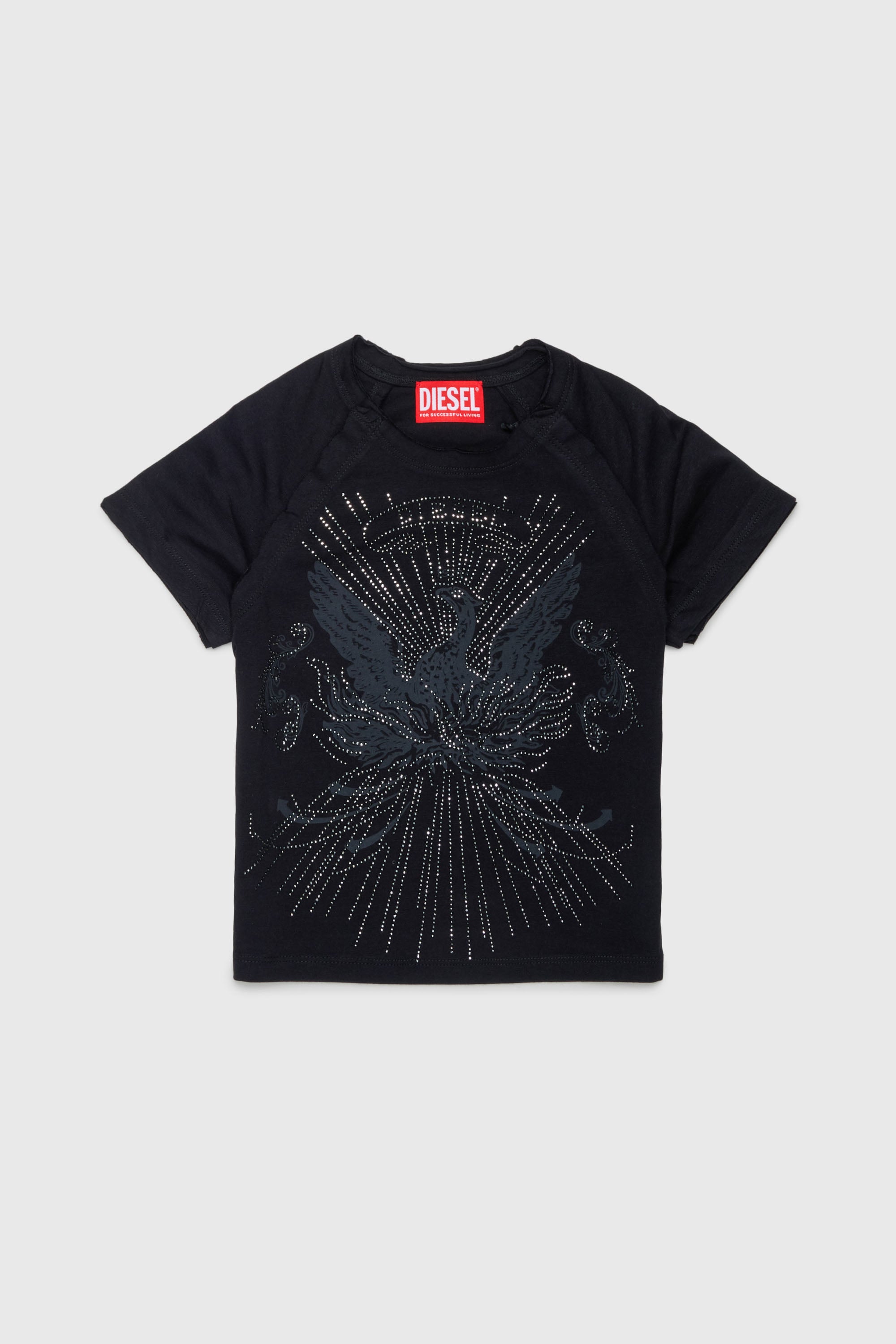 Diesel - TAROWEENA, Woman's T-shirt with embellished phoenix motif in Black - 1