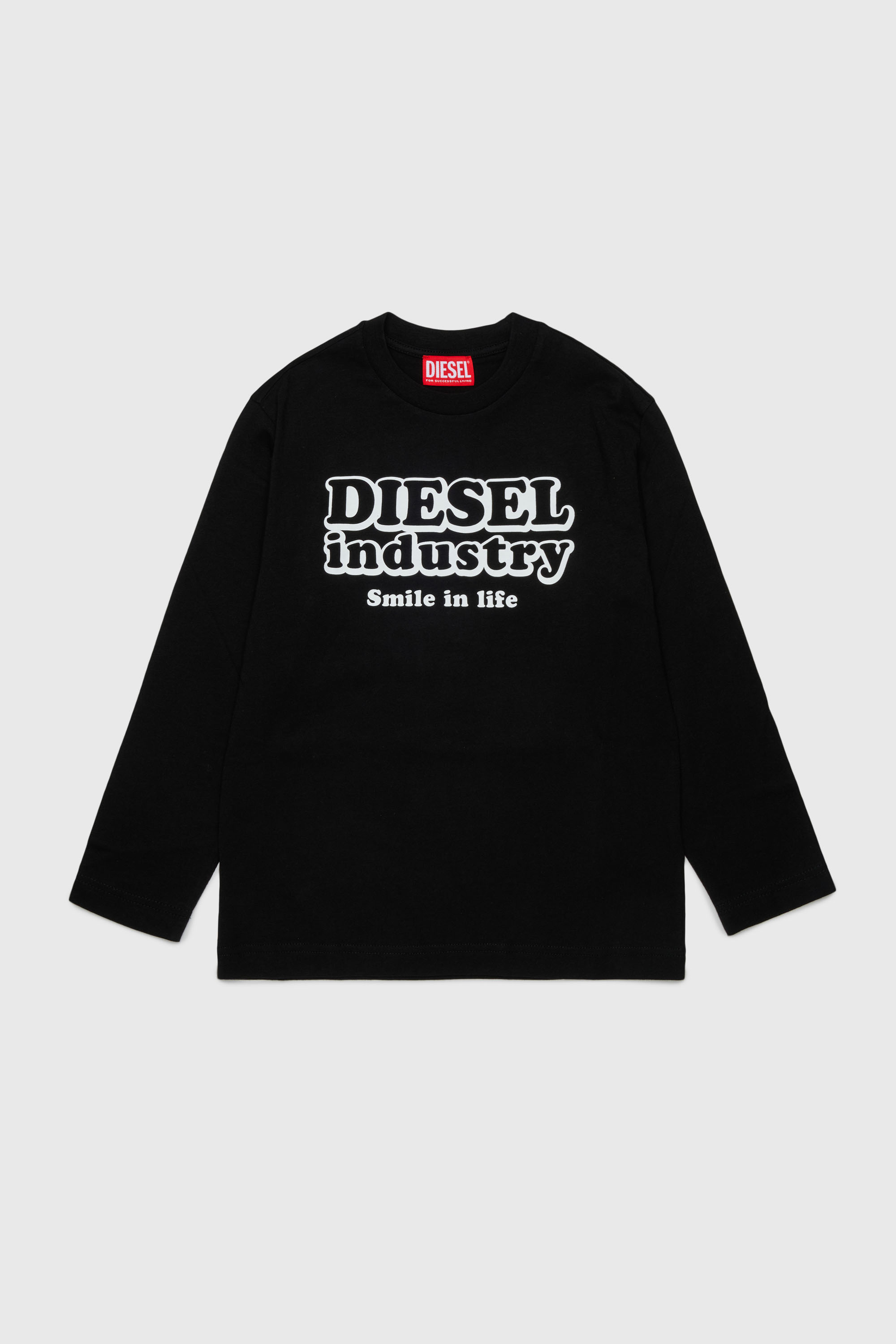 Diesel - TLODIMLS OVER, Man's Long-sleeve T-shirt with Diesel Industry print in Black - 1
