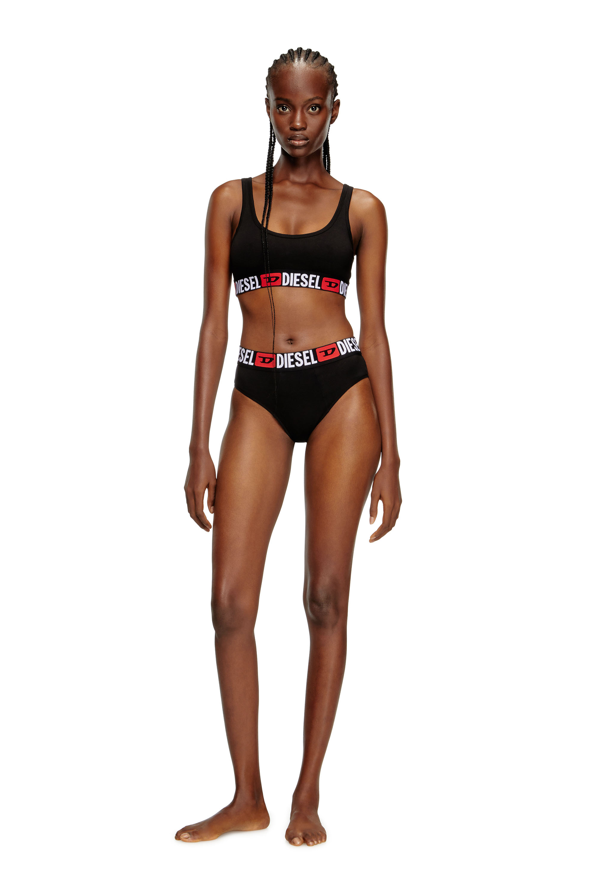 Diesel - UFSB-ORIBA, Woman's Bralette with logo band in Black - 1