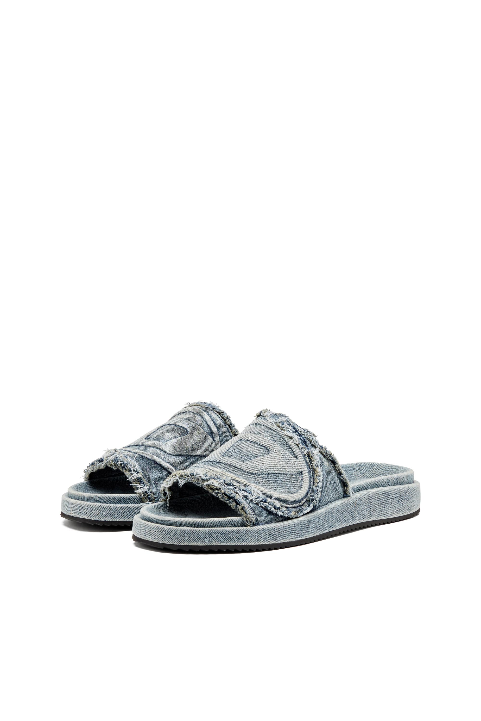 SA-SLIDE D OVAL, Light Blue Diesel - SA-SLIDE D OVAL, Unisex's Sa-Slide D-Distressed denim slides in Light Blue - 8