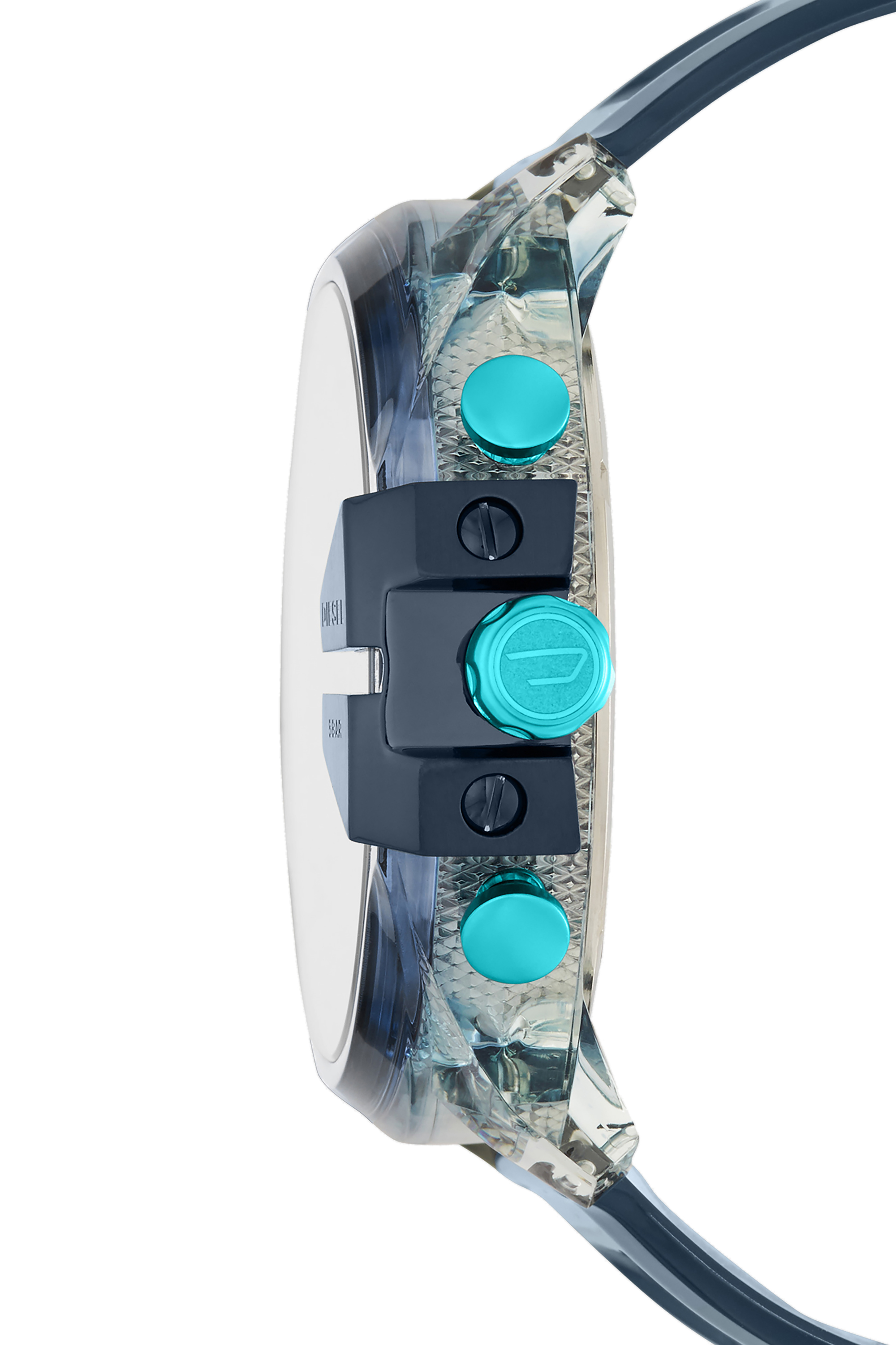 Diesel - DZ4487, Man's Mega Chief chronograph watch in blue silicone in Light Blue - 2