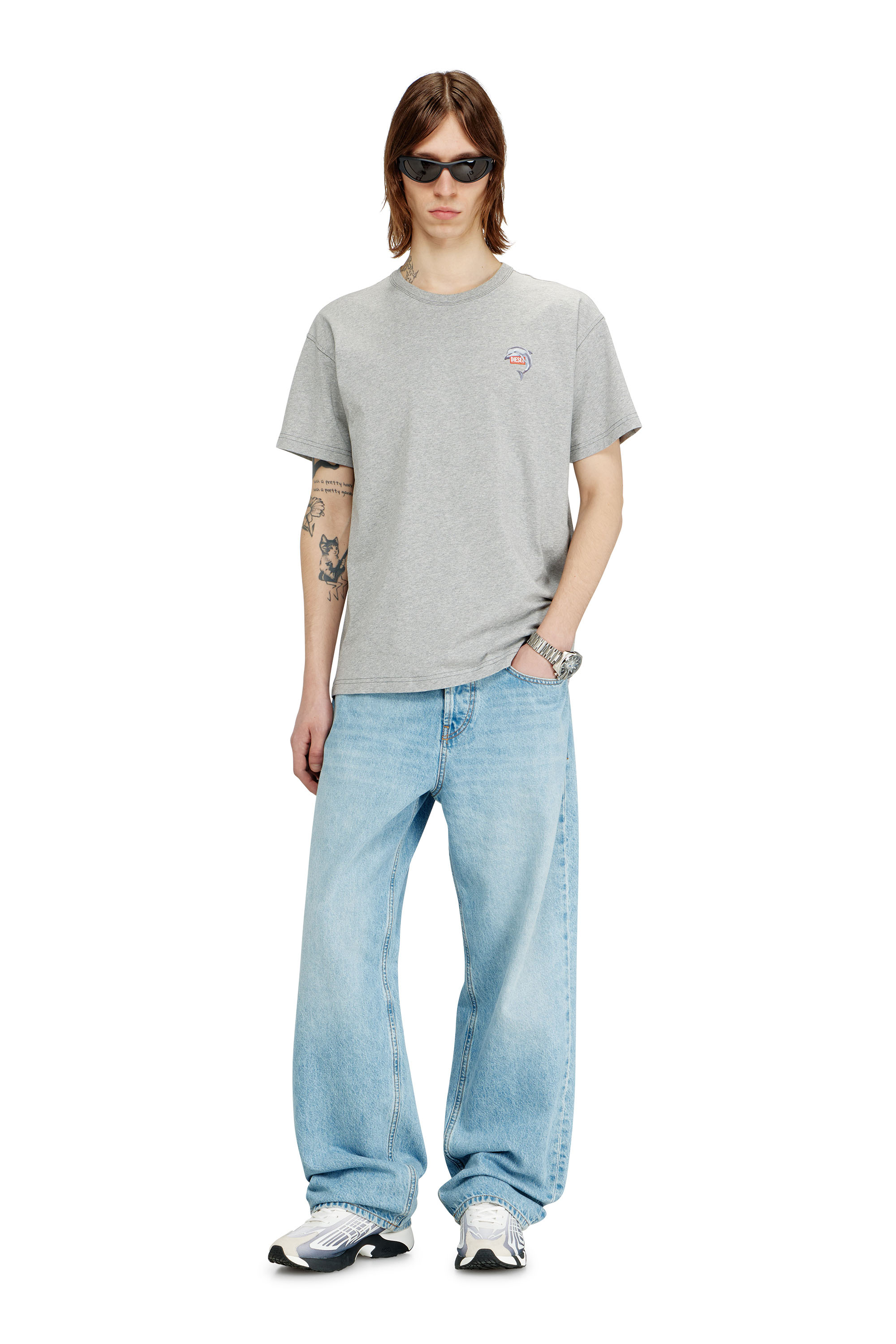 Diesel - T-NORM-DOLPHIN, Man's T-shirt with dolphin and logo print in null - 2