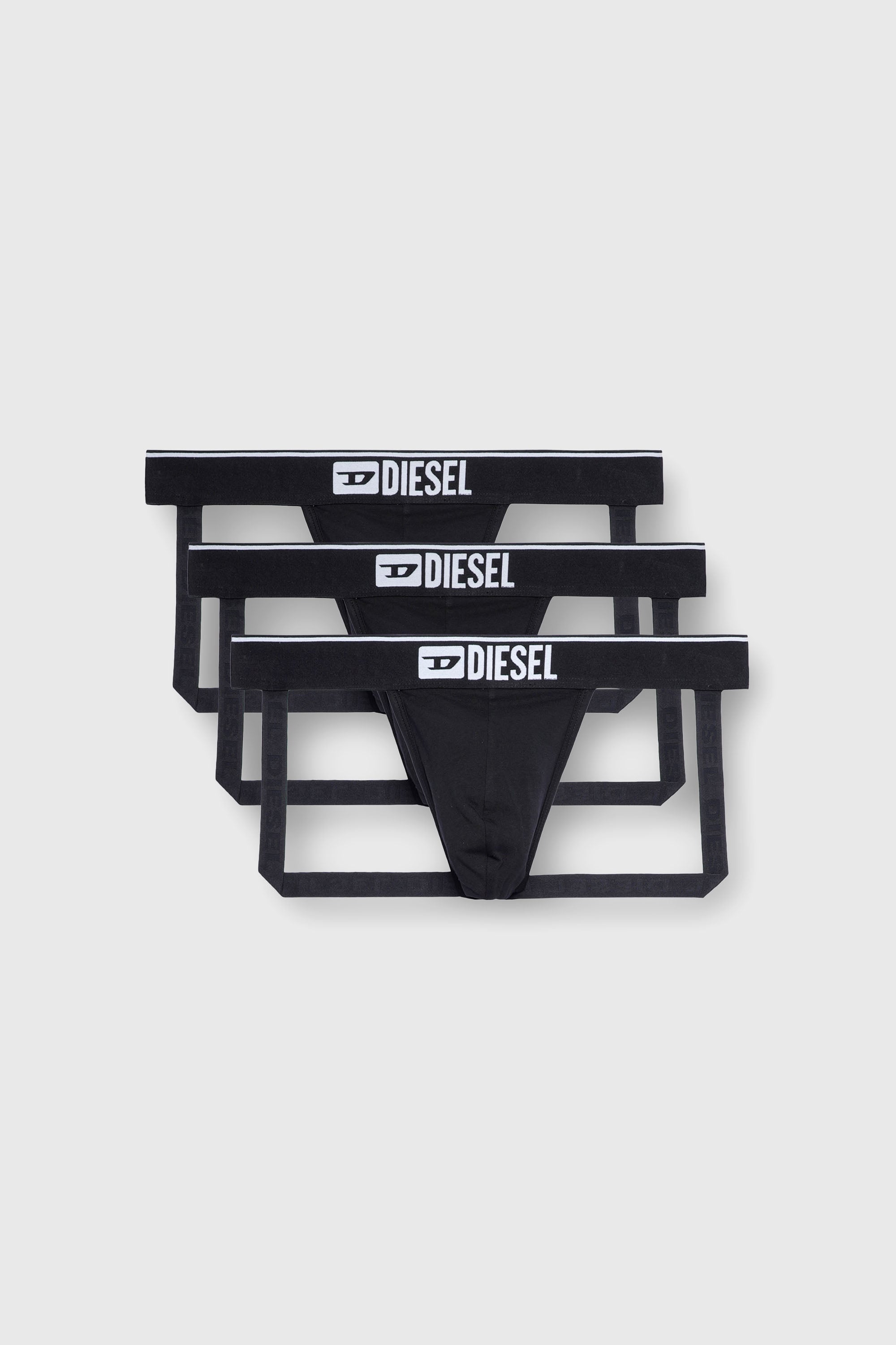Diesel - UMBR-JOCKYTHREEPACK, Man's Three-pack jockstraps with front logo in Black - 2