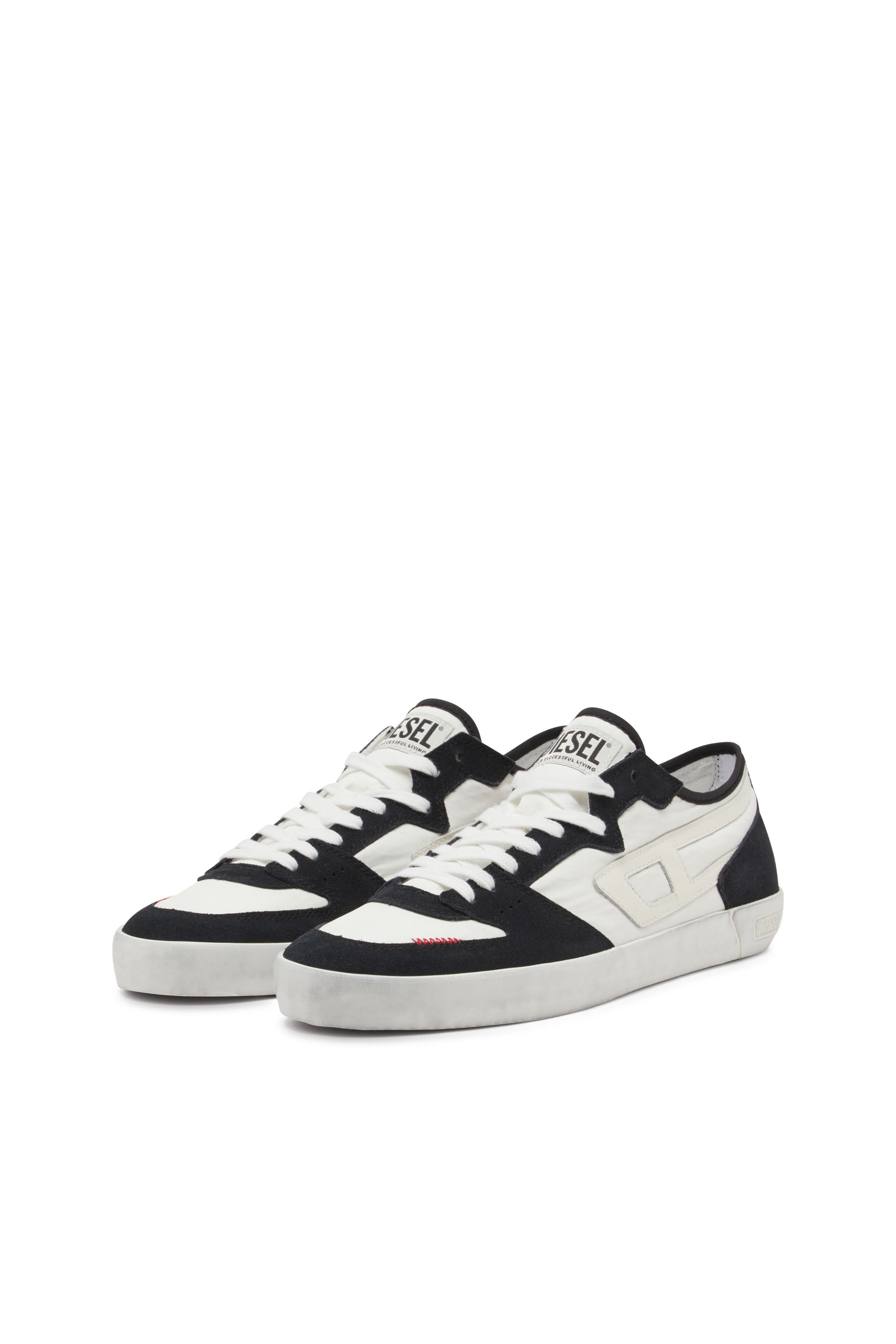 Diesel - S-LEROJI D-1 LOW, Man's Sneakers in padded ripstop and suede in Black/White - 8