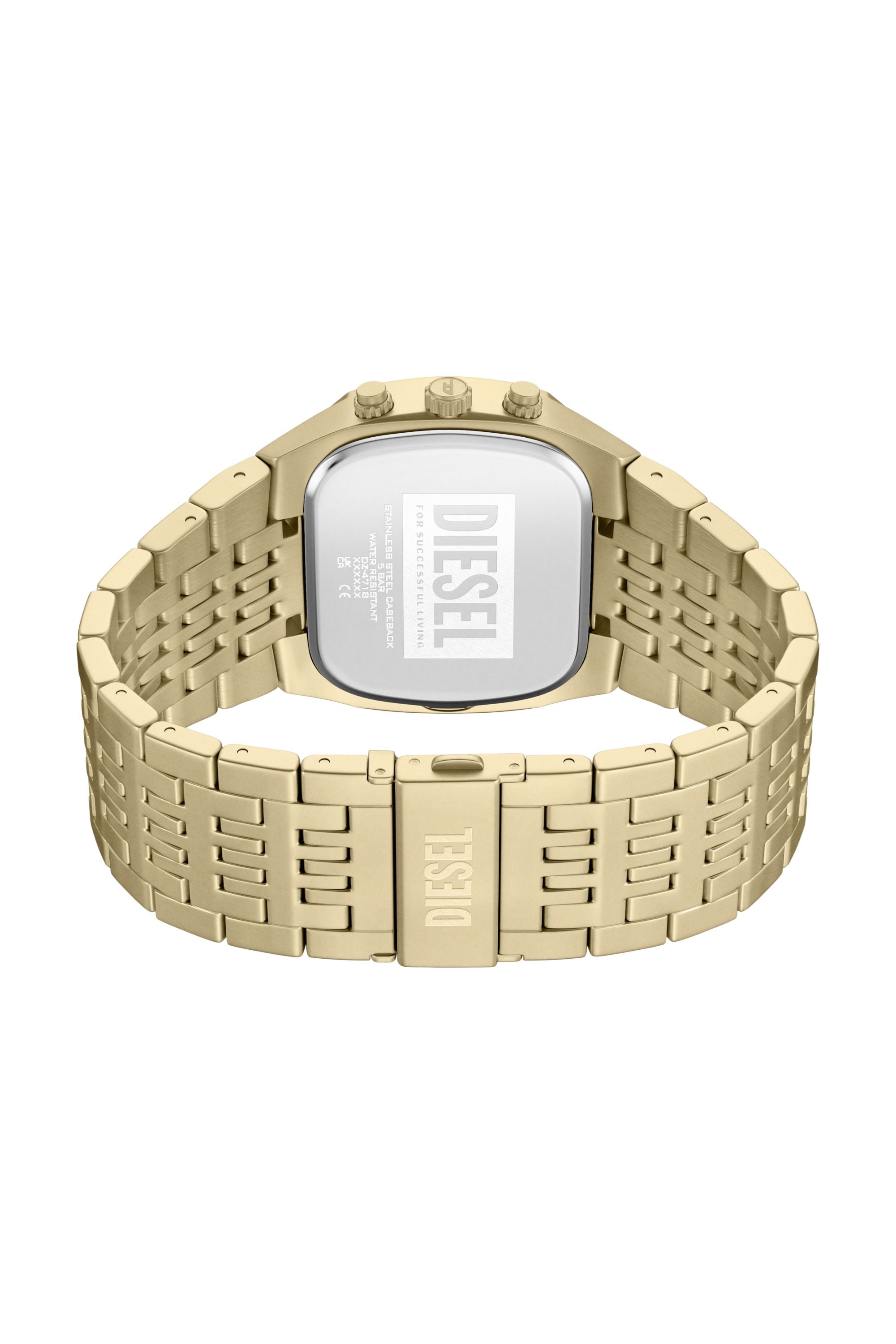 Diesel - DZ4718 WATCH, Man's Spiked Cushion gold-tone stainless steel watch in Gold - 4