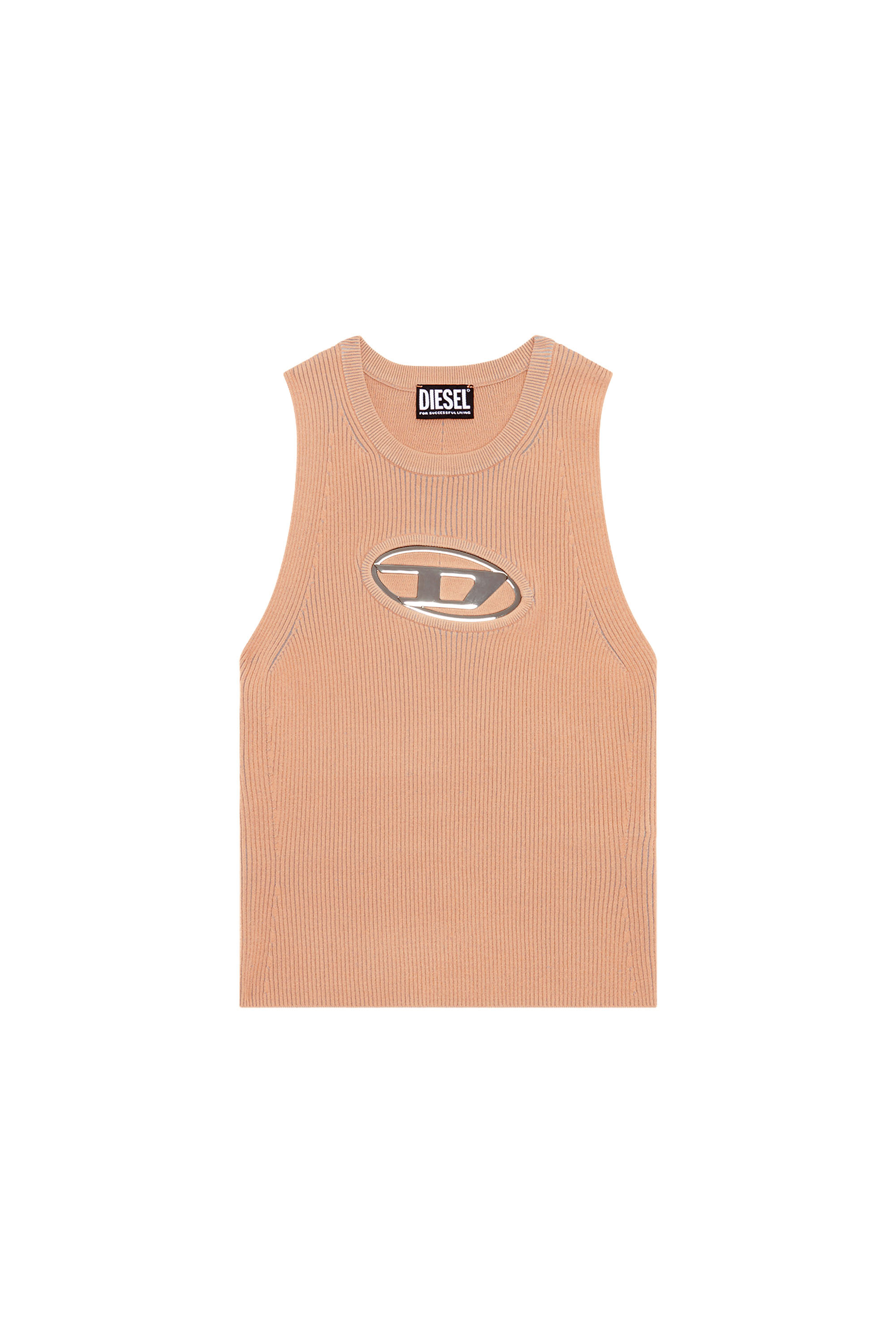 Diesel - M-ONERVA-TOP, Woman Cut-out knit top with logo plaque in Pink - Image 5