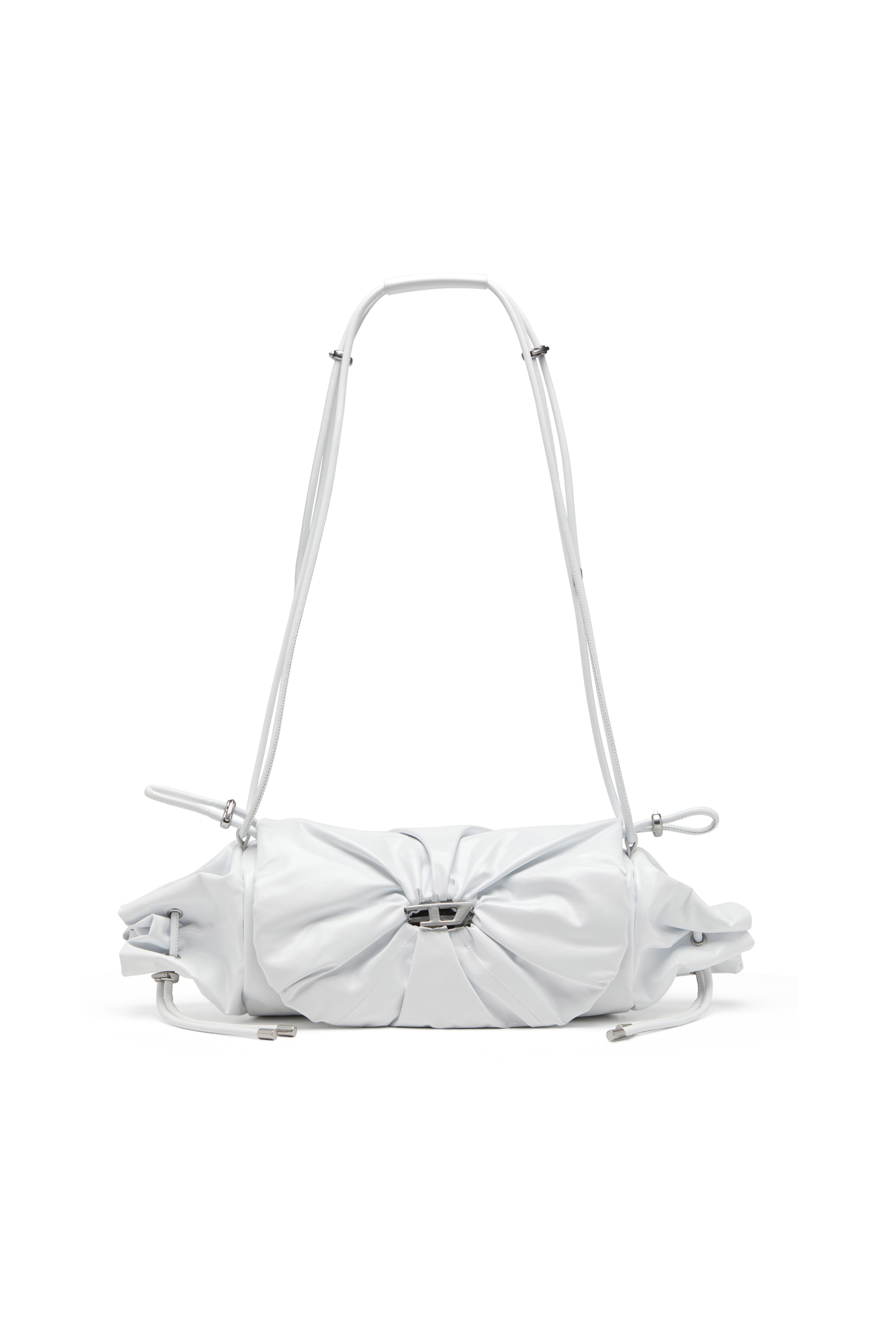 Diesel - SCRUNCH-D SHOULDER M, Woman's Scrunch-D M-Shoulder bag in shiny leather in White - 1