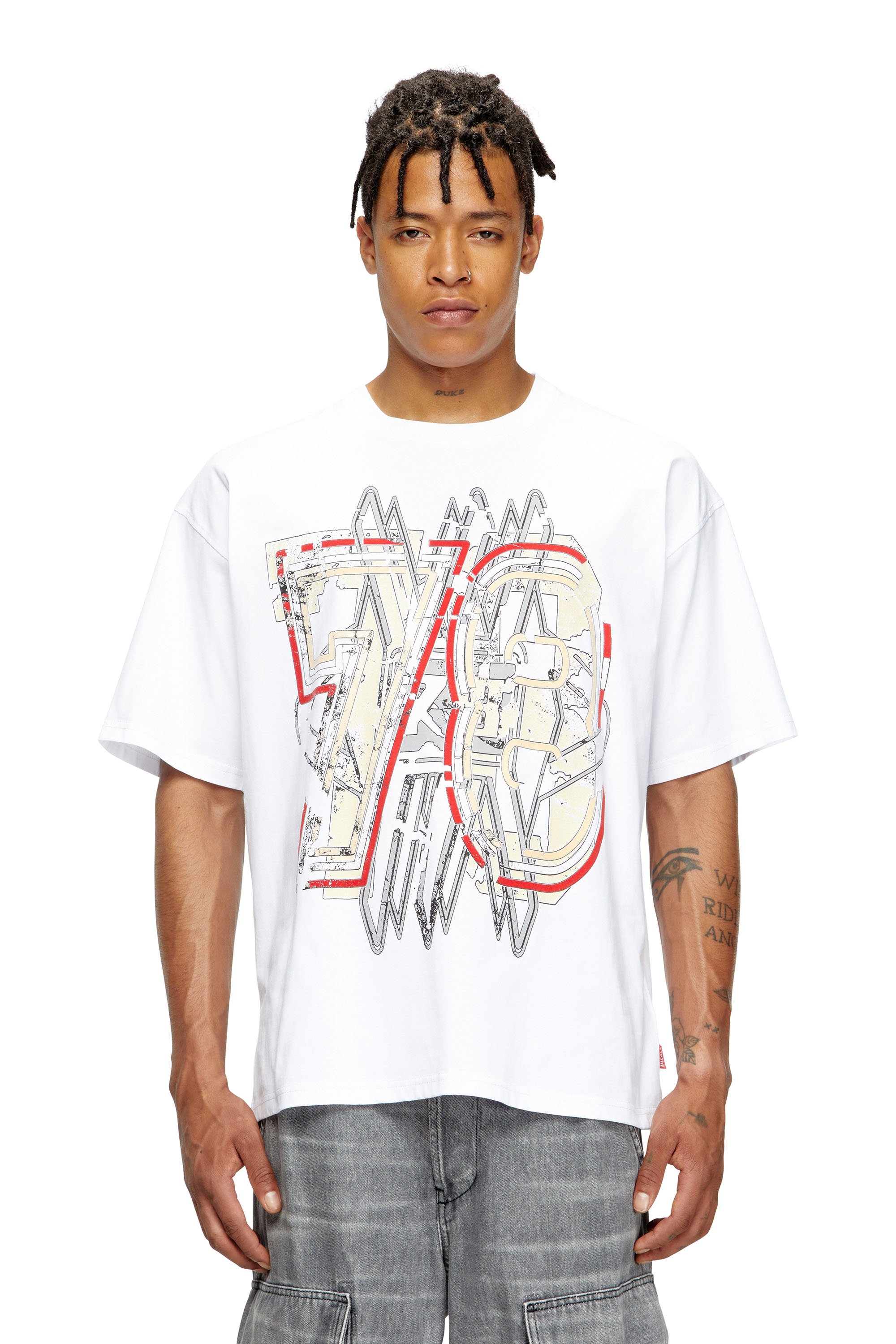 Diesel - T-BOXT-T8, Man's T-shirt with 78 print in White - 1