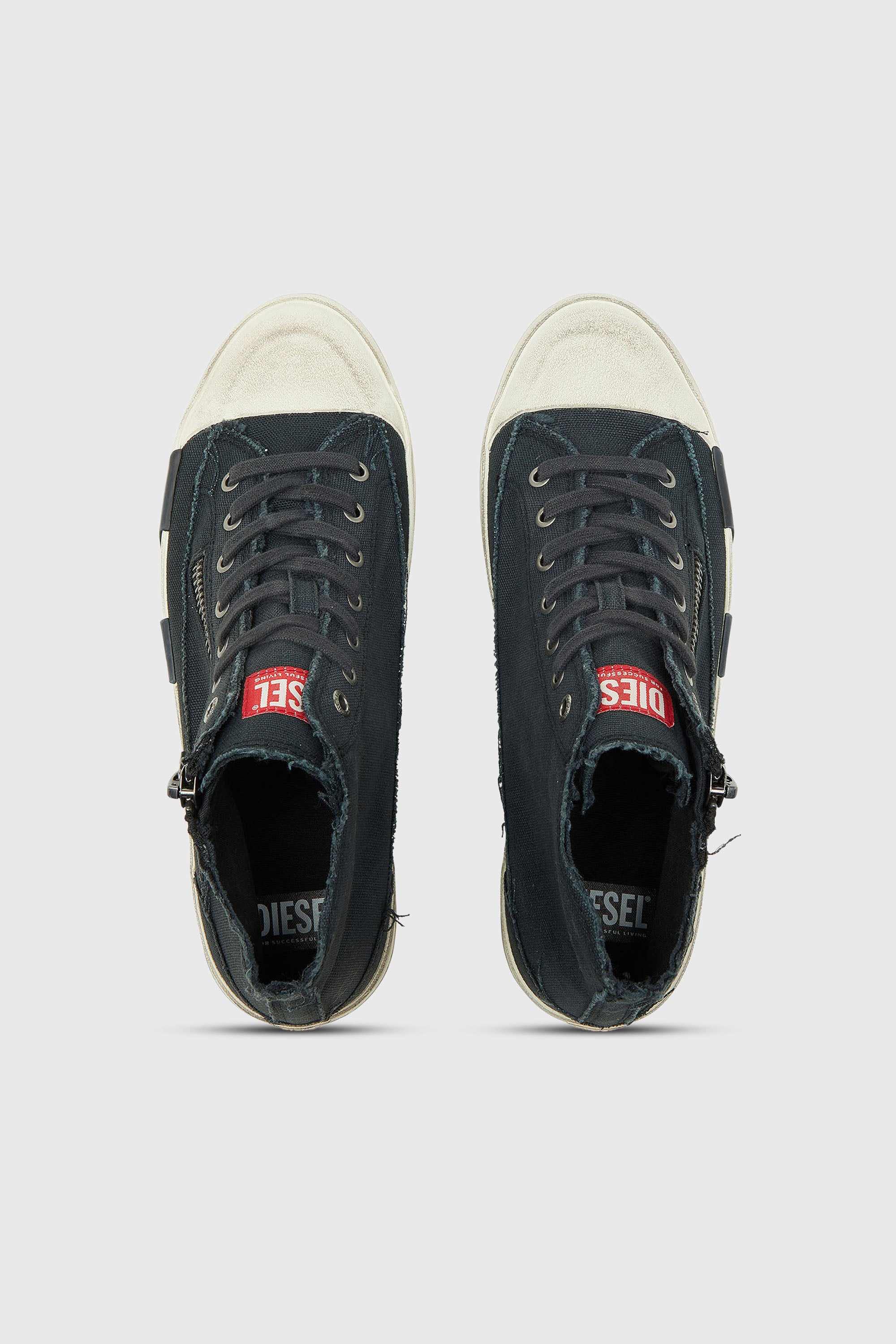 Diesel - S-D-VERSE ZIP MID II, Man's S-D-Verse -  Sneakers in frayed canvas with D logo in Black - 4