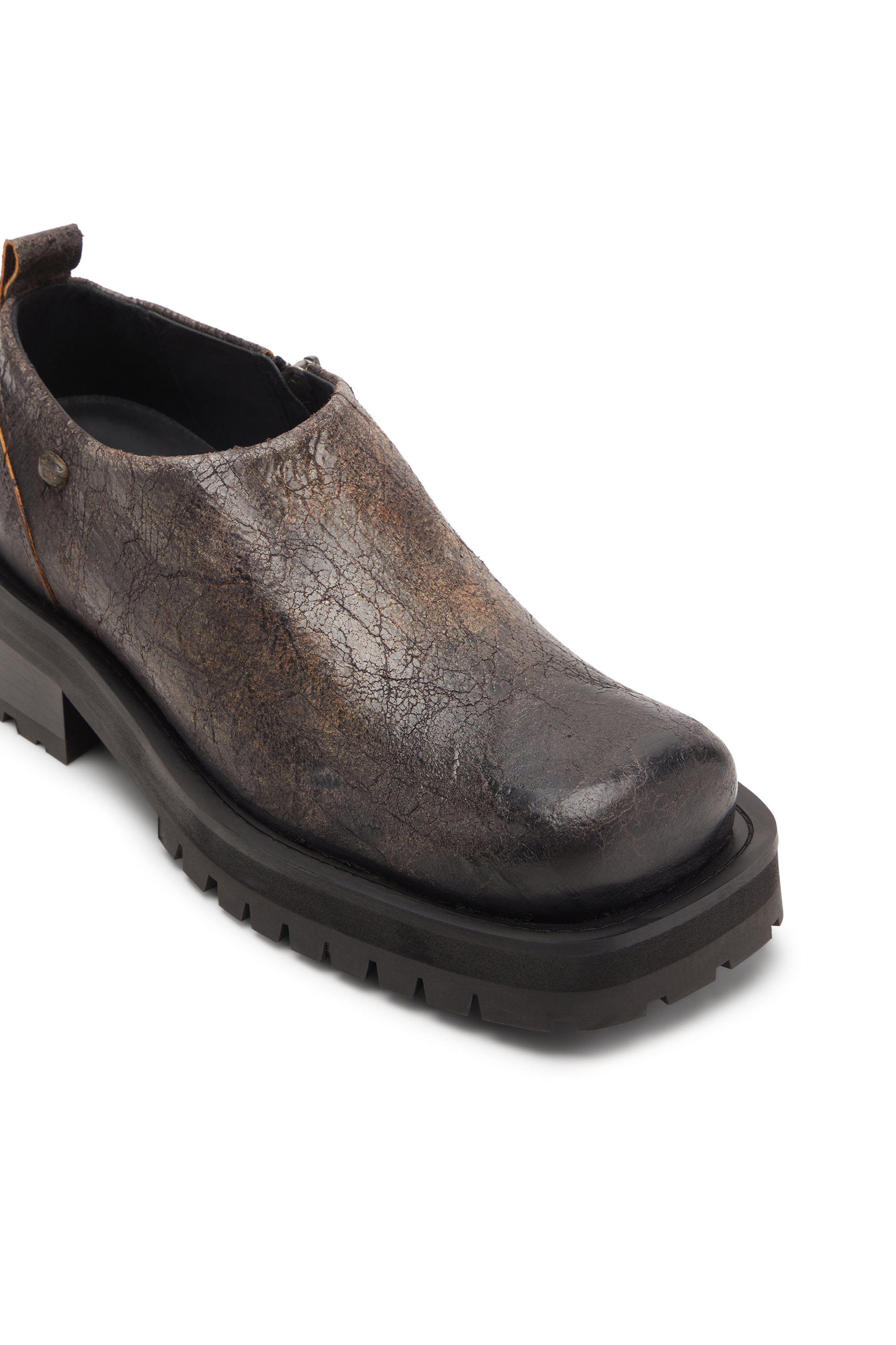 D-TEXAN CLOG, Brown Diesel - D-TEXAN CLOG, Man's D-Texan-Zipped shoes in distressed crackled suede in Brown - 6