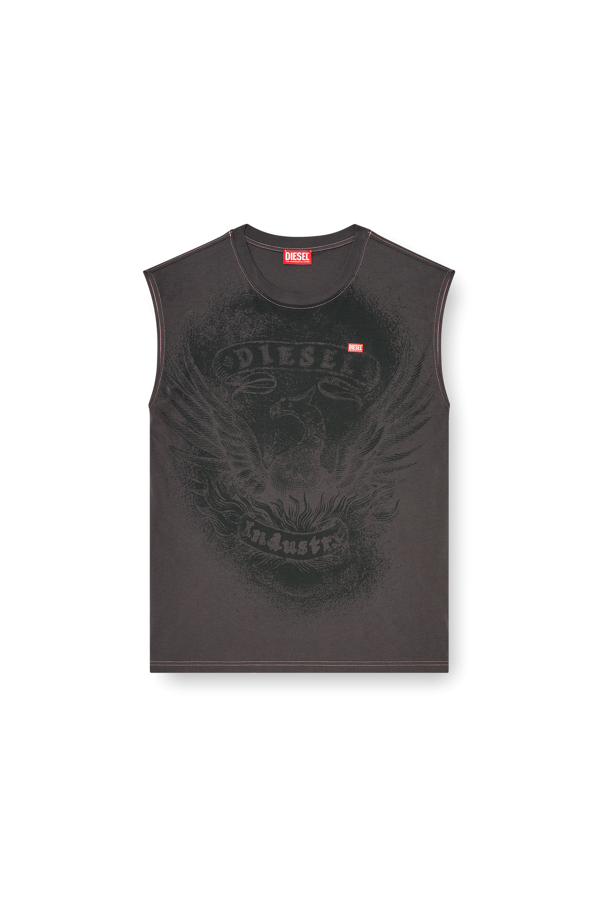 Diesel - T-BOXT-SL-NOTCH, Man's Sleeveless top in cotton with tonal graphic in Dark grey - 3