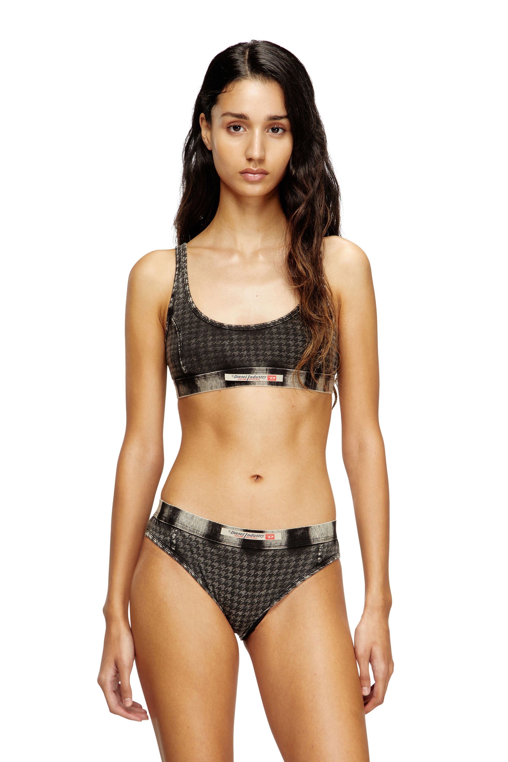 Diesel - ARIEL-DNM, Woman's Cotton bralette with all-over print in Dark grey - 1