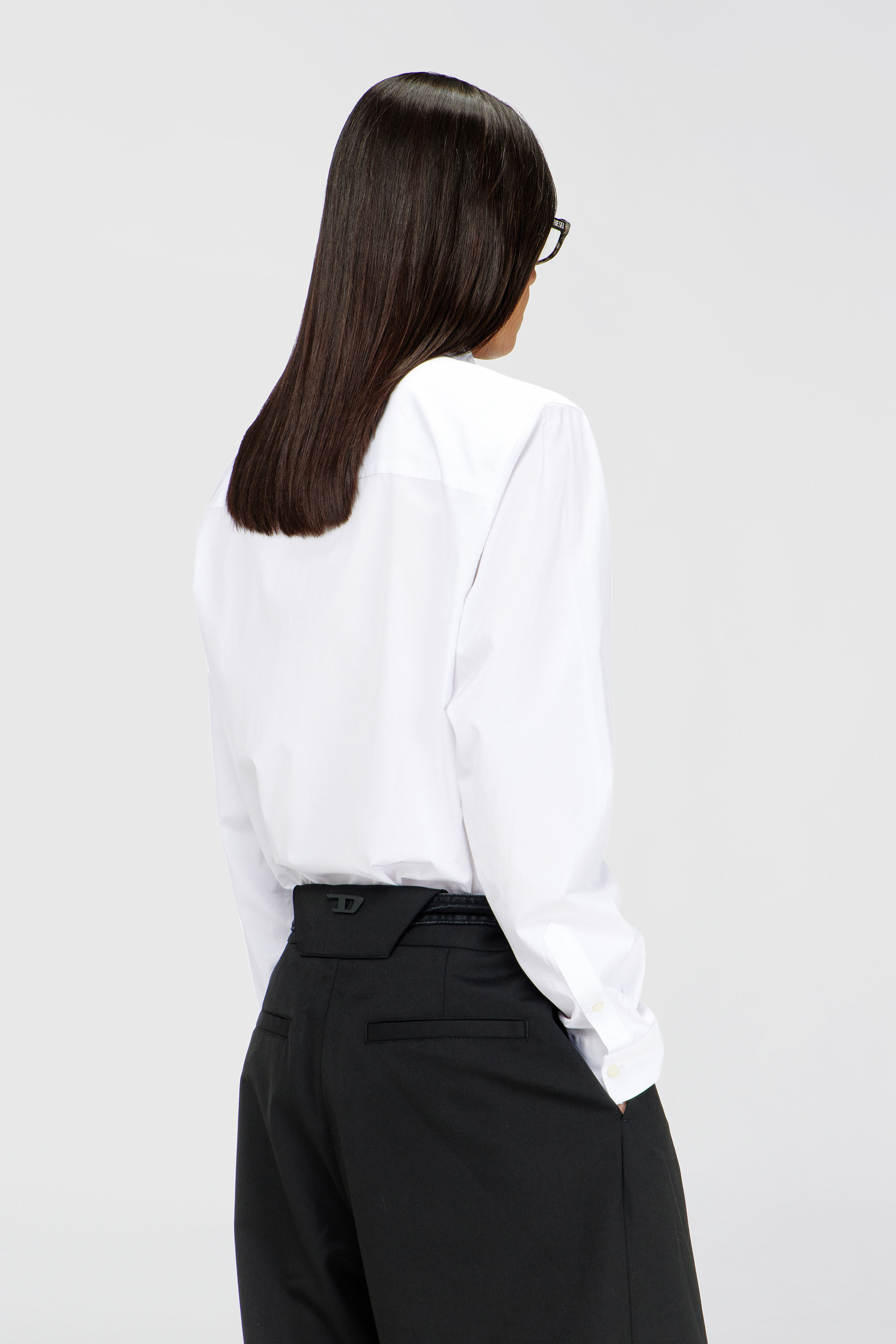 Diesel - S-SIMPLY-NA-GSBH, Man's Shirt in stretch poplin with D embroidery in White - 4