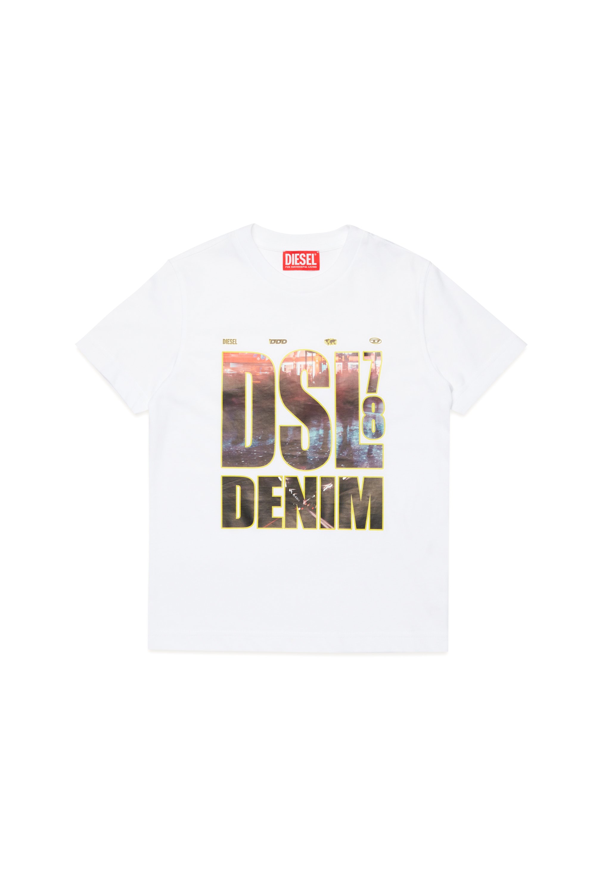 Diesel - TDIEGORL7, Man T-shirt with photo Diesel Denim 78 print in White - Image 1