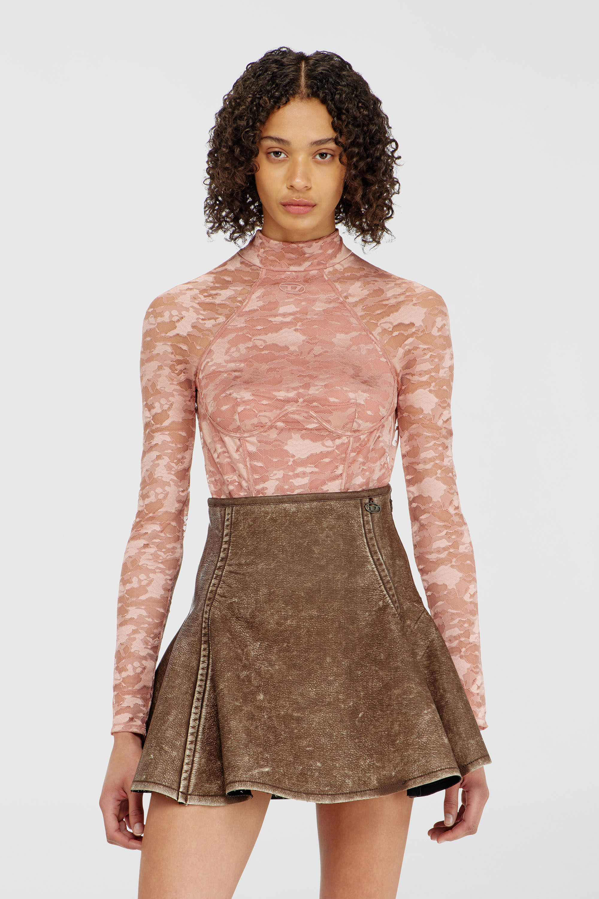 Diesel - VIVIAN-UTLT, Woman's Bodysuit in nylon lace with open back in Nude - 1