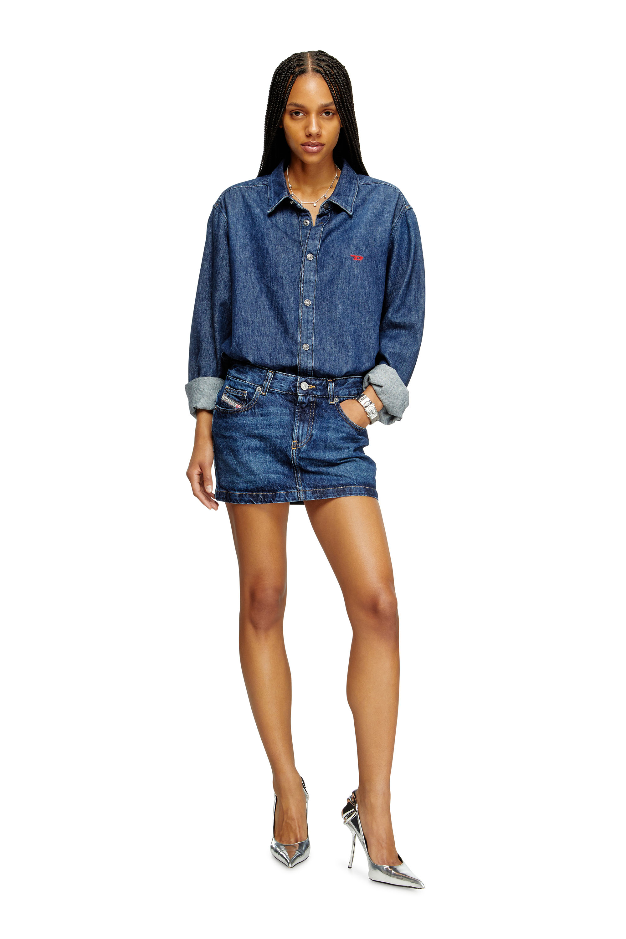 DE-RON, Dark Blue Diesel - DE-RON, Woman's Mini skirt in denim in Dark Blue - 1