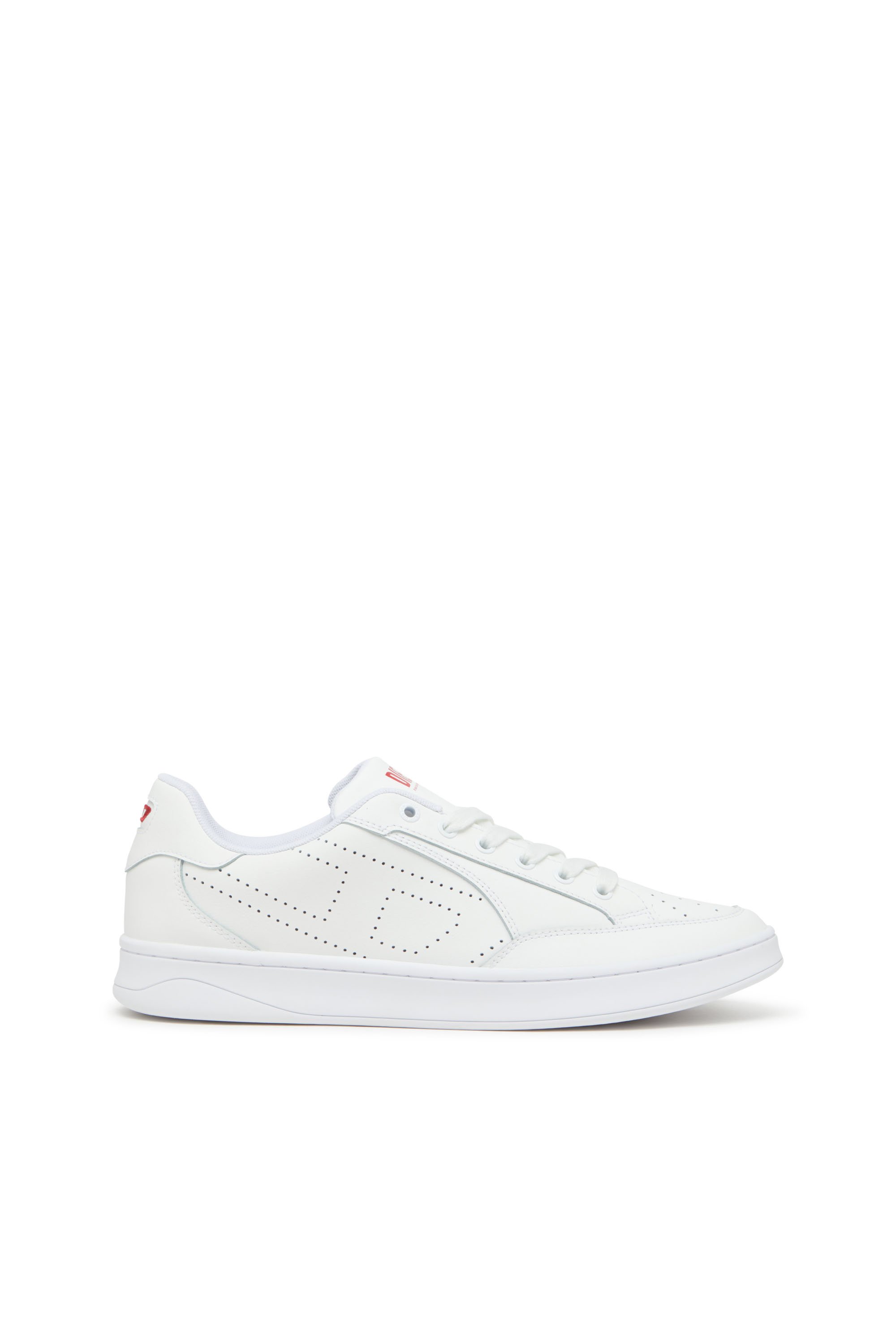 Diesel - S-DAKOTA LOW, Man's S-Dakota-Leather sneakers with perforated logo in White - 1