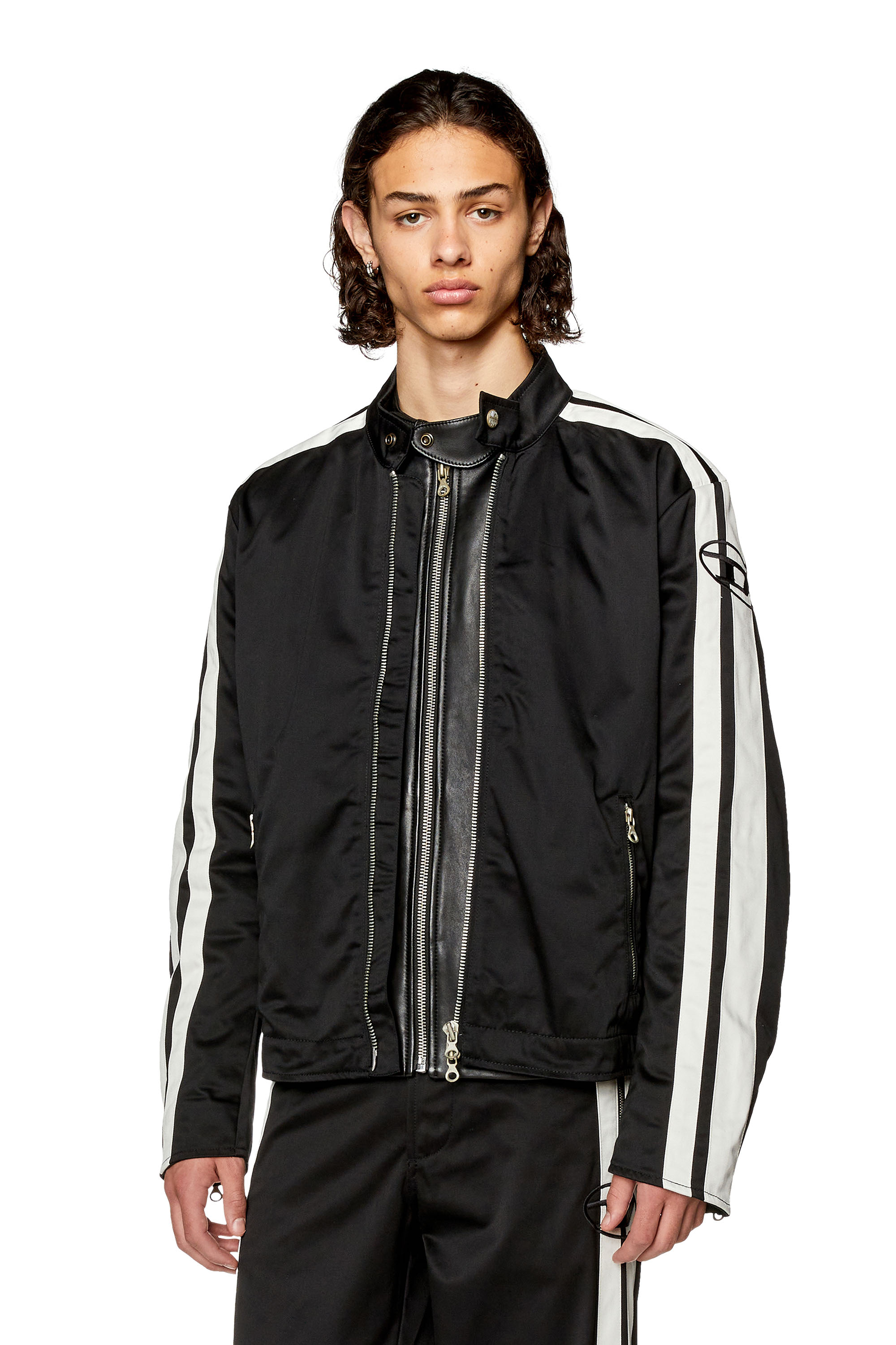 Diesel - J-BECK, Man Biker jacket in padded cotton with bands in Multicolor - Image 1