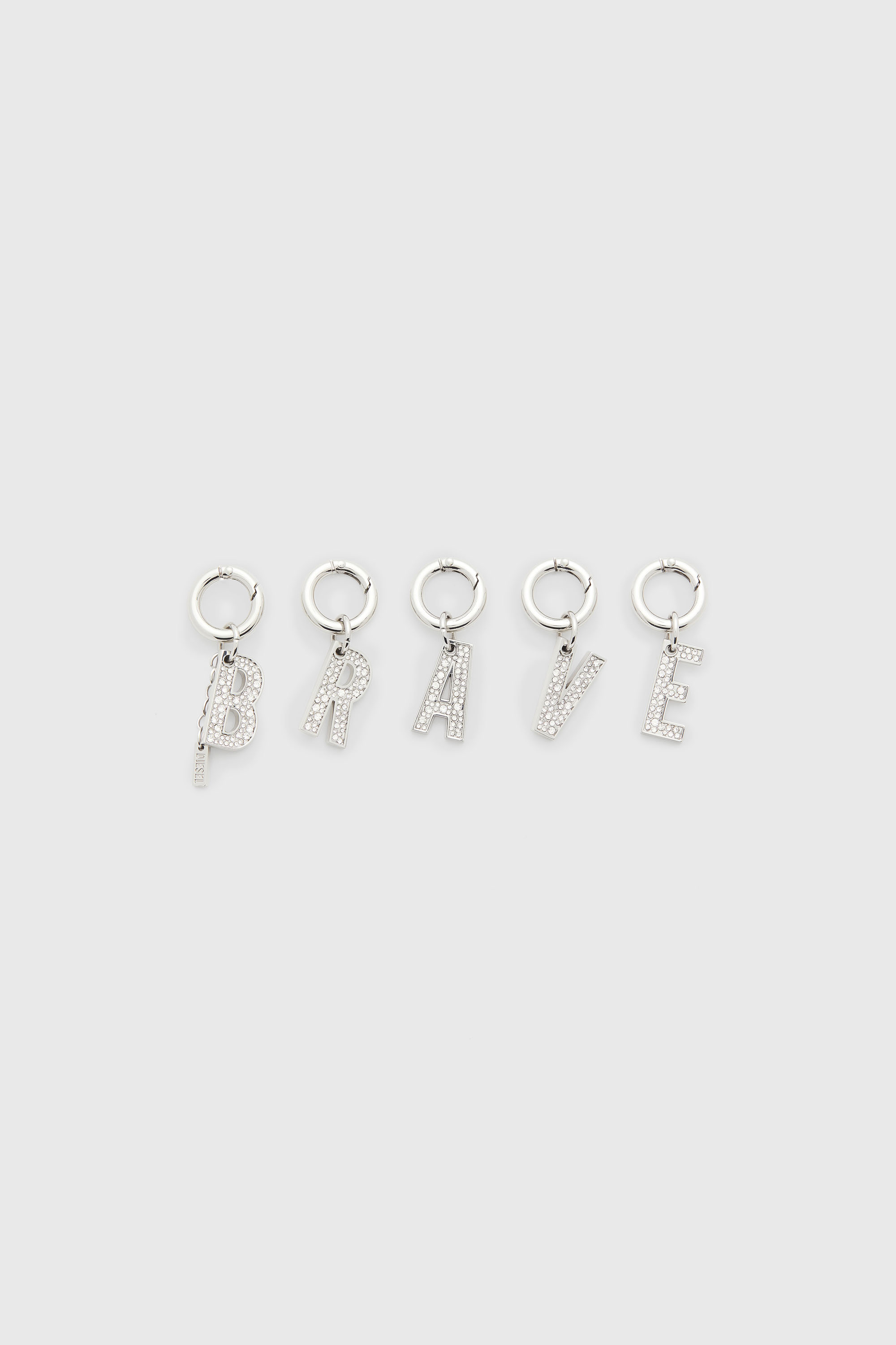 Metal BRAVE charms with rhinestones
