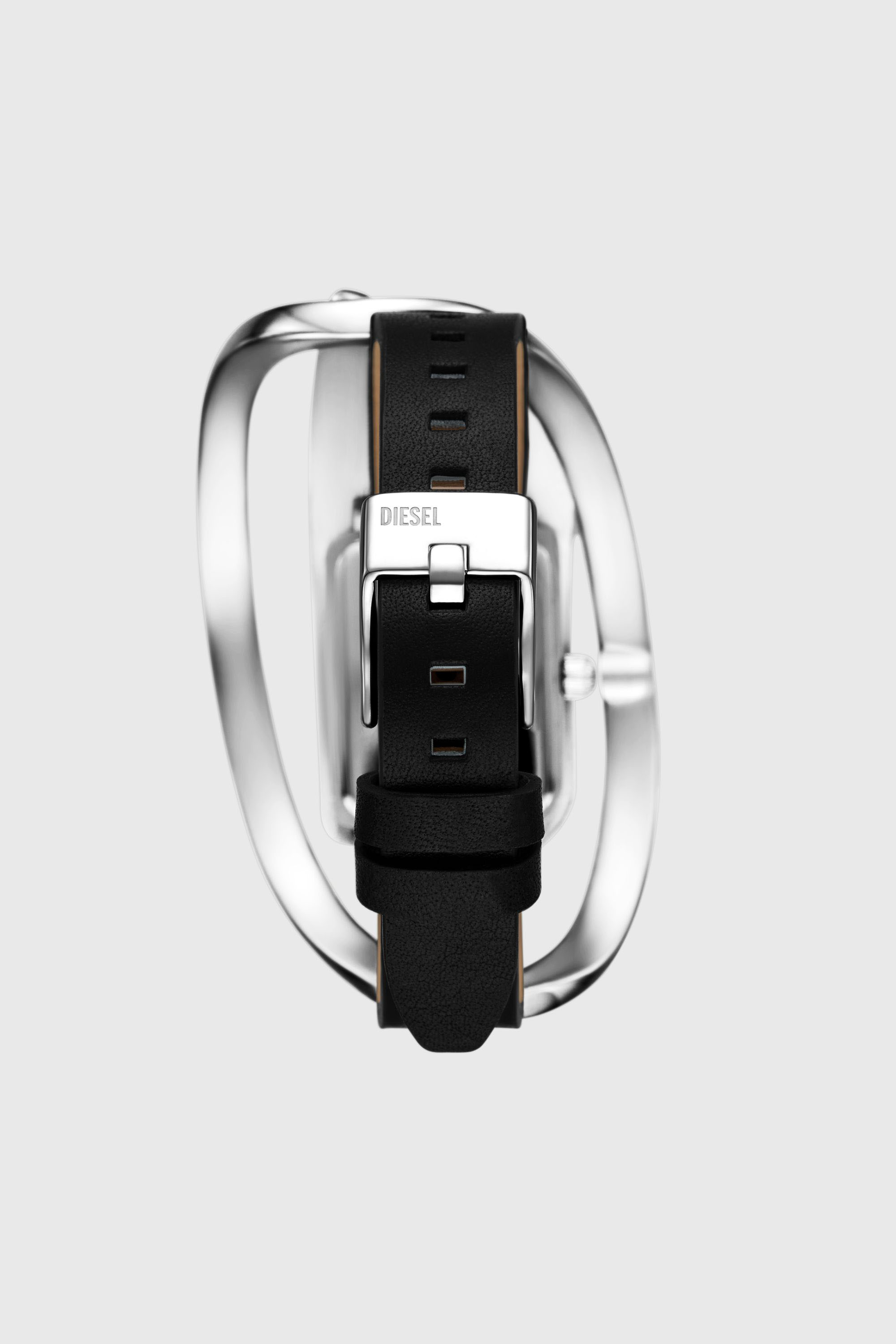 Diesel - DZ5627 WATCH, Woman's Wrap-D black leather watch in Silver/Black - 2