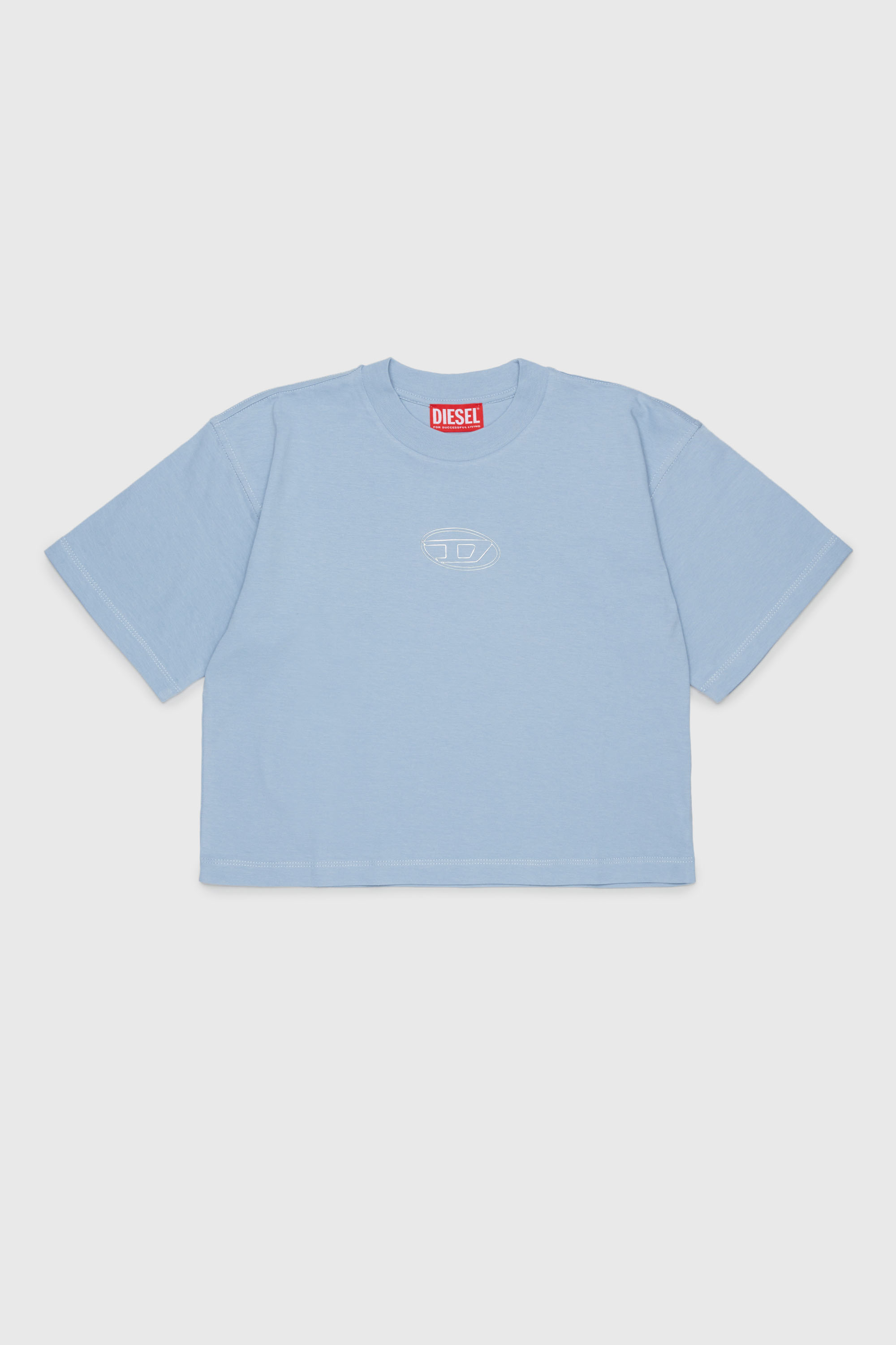 Diesel - TLIXIN, Woman's Cropped T-shirt with Oval D logo in Light Blue - 1