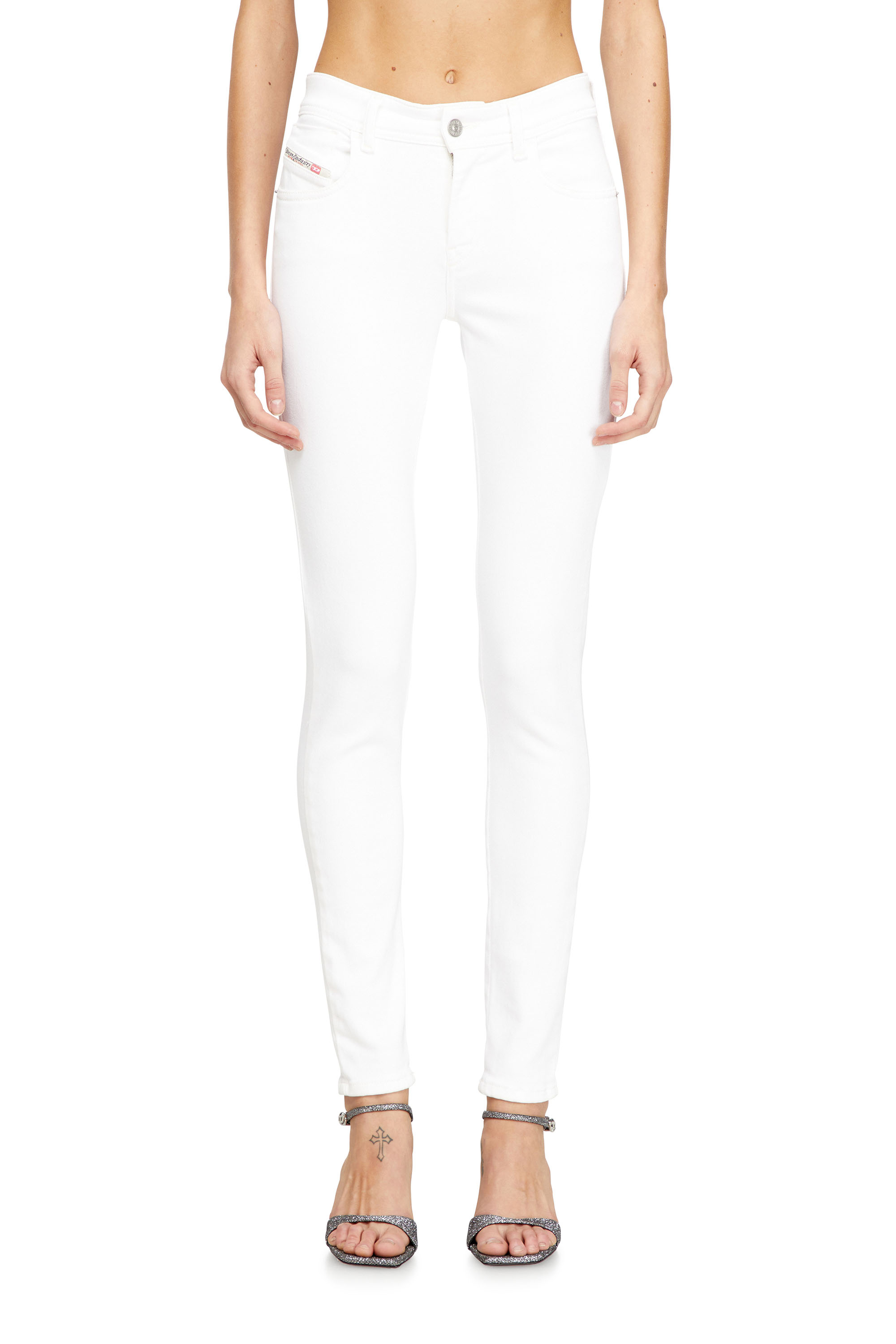 Diesel - Woman's Skinny Jeans 2017 Slandy 09F90, White - 3