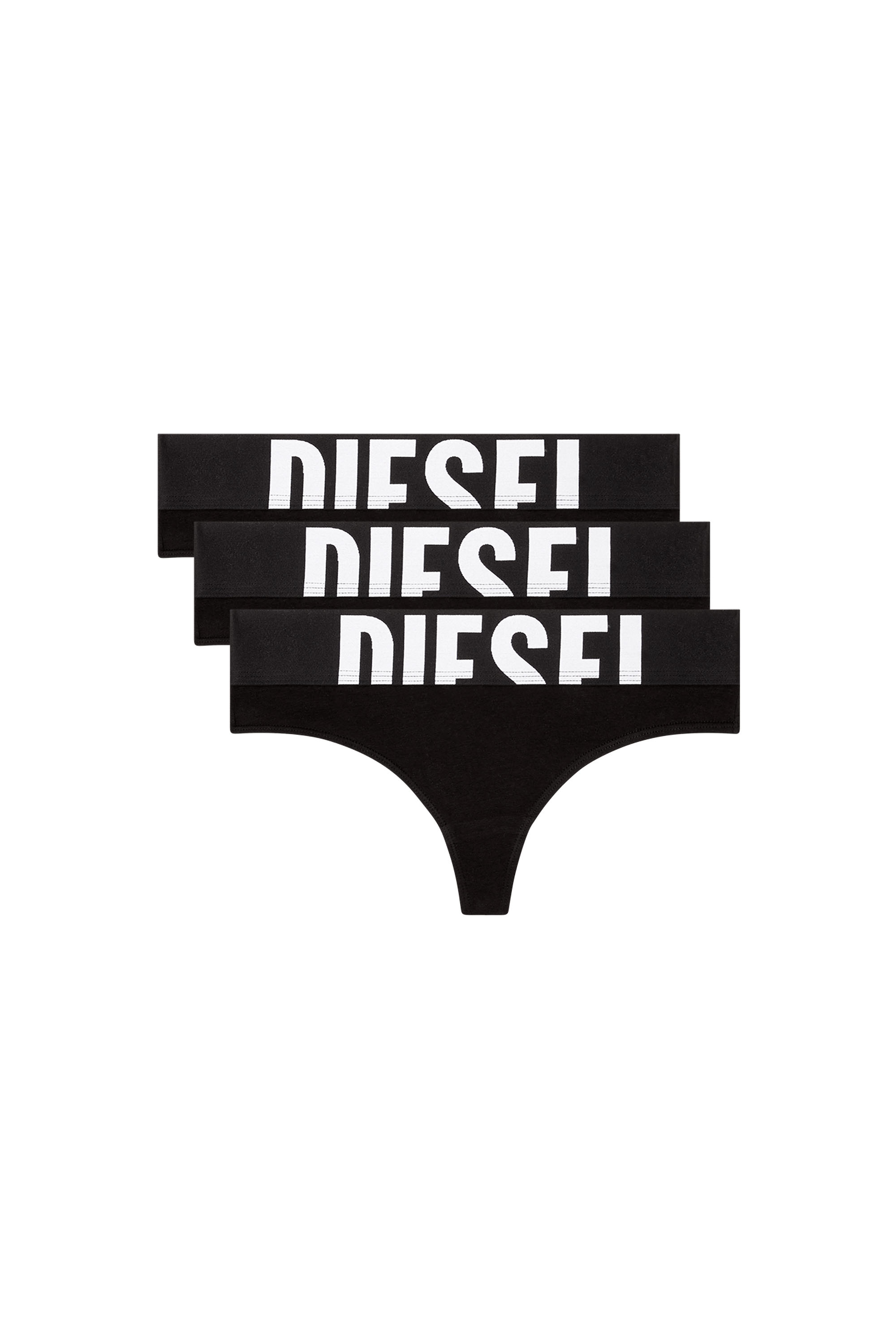 Diesel - UFST-STARS-THREEPACK, Woman's Three-pack thongs with cut-off logo in Black - 2