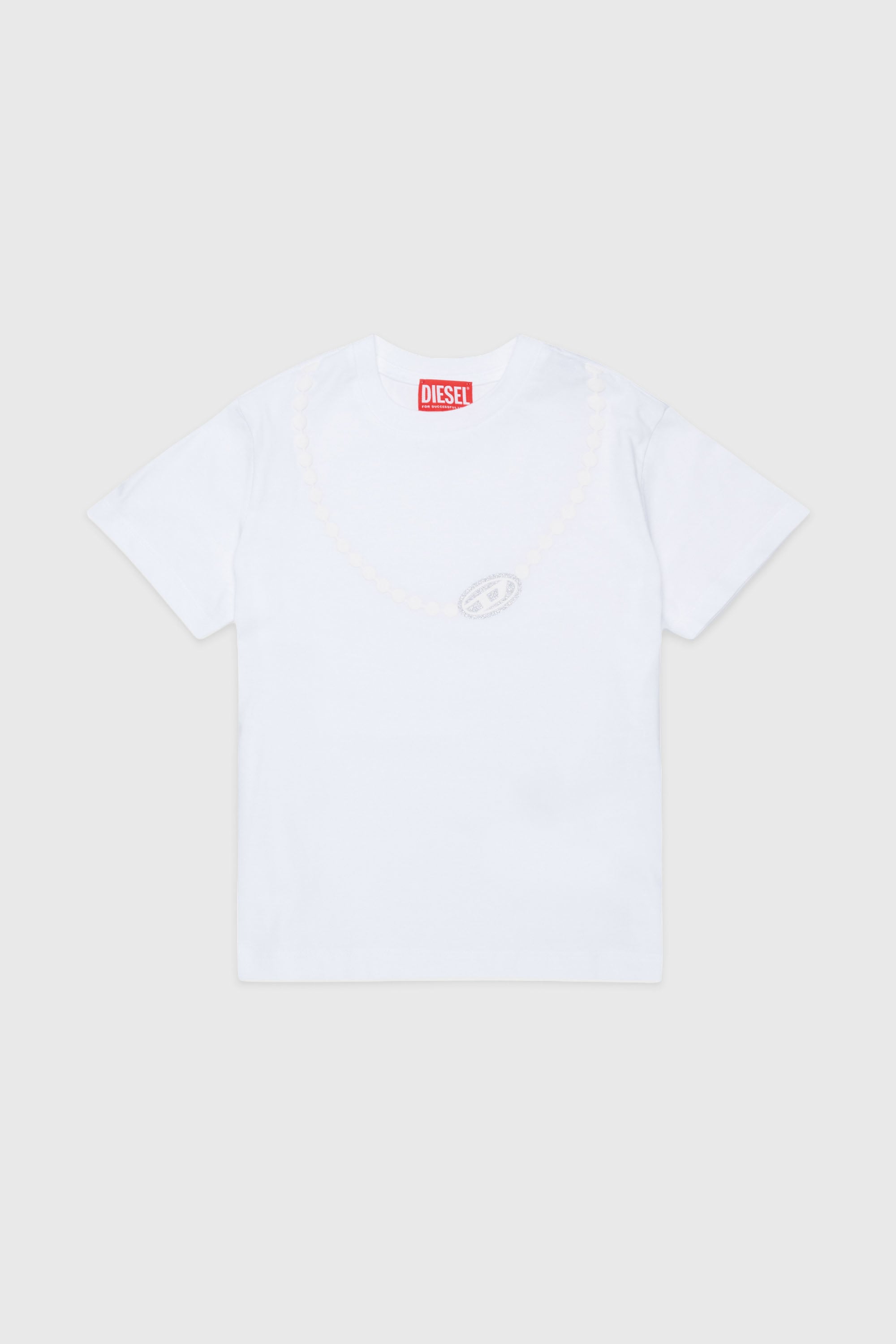 Diesel - TICLA, Woman's Cotton T-shirt with necklace print in White - 1