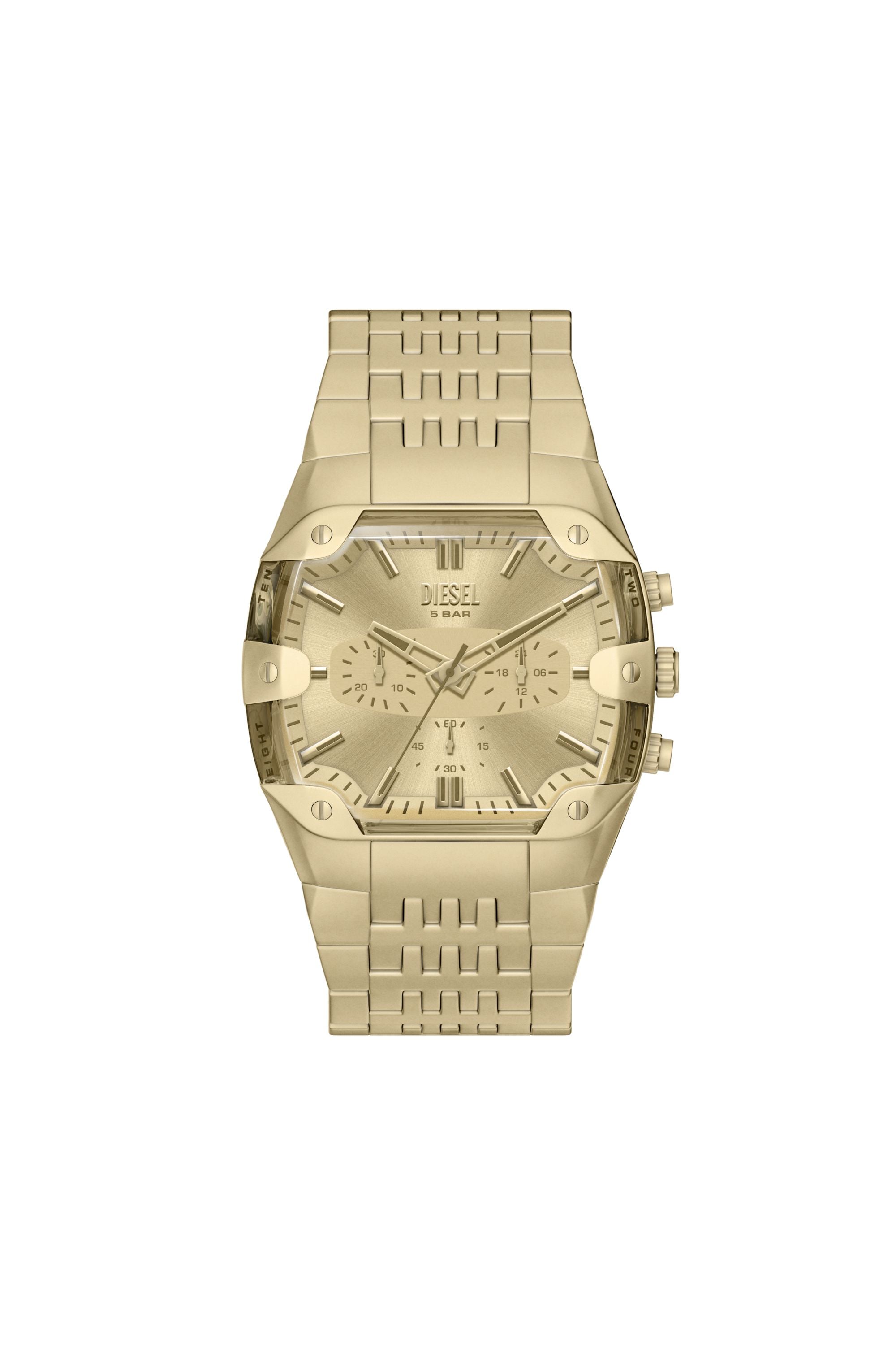 Diesel - DZ4718 WATCH, Man's Spiked Cushion gold-tone stainless steel watch in Gold - 1