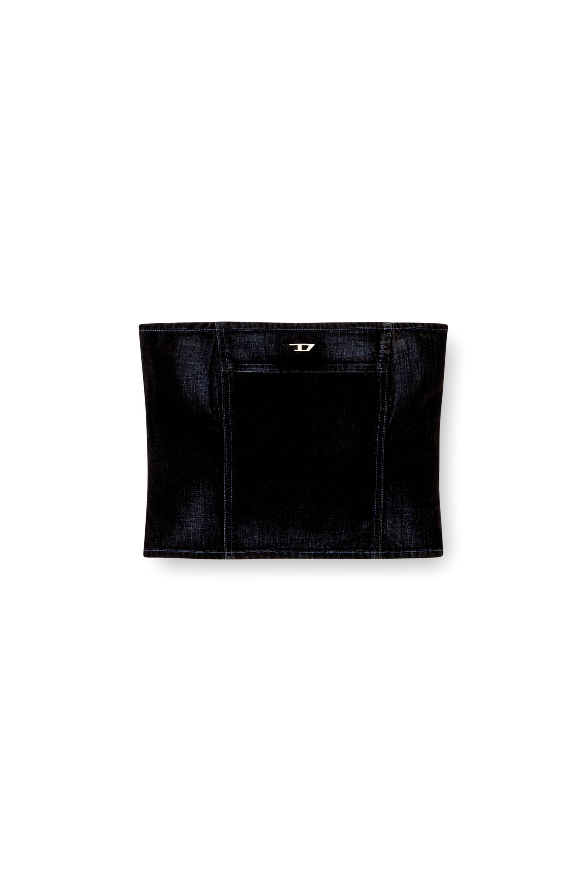 Diesel - DE-VILLE, Woman's Tube top in velvety denim in Dark Blue - 2