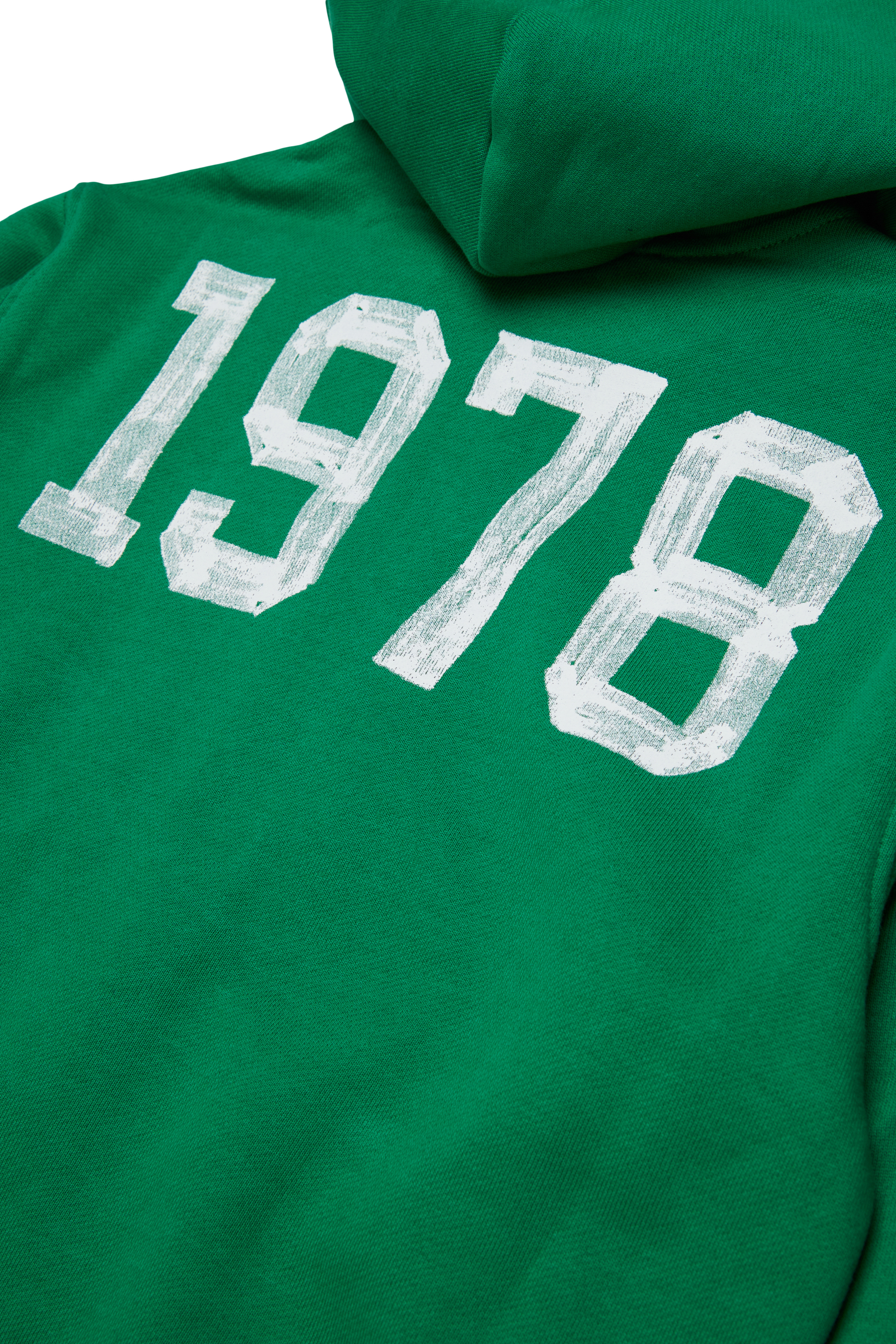 Diesel - SBANDHOOD OVER, Man's Zip-up hoodie with paint-effect logo prints in Green - 4