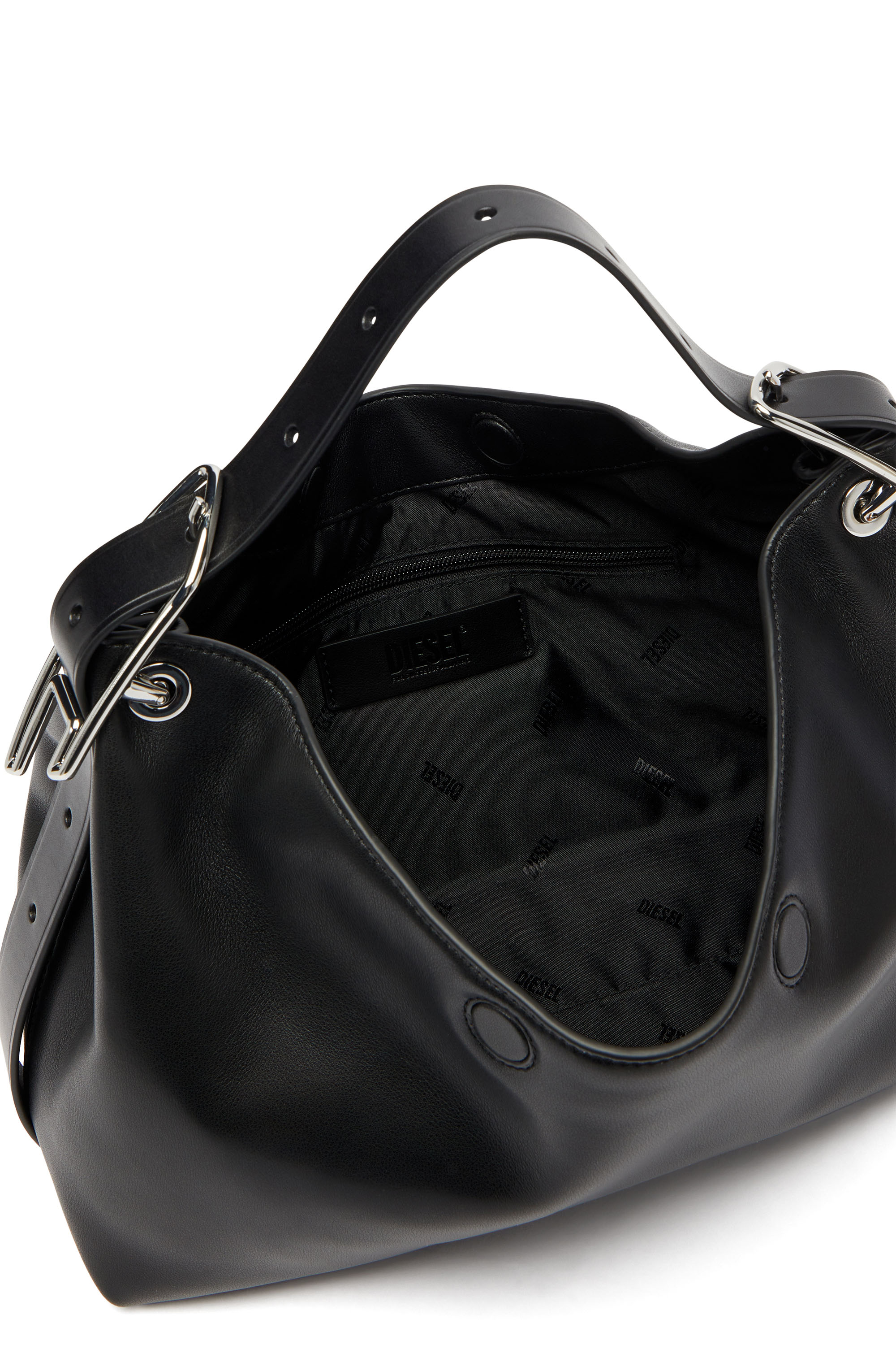 Diesel - D-LINE SHOULDER, Woman's D-Line-Leather shoulder bag in Black - 5