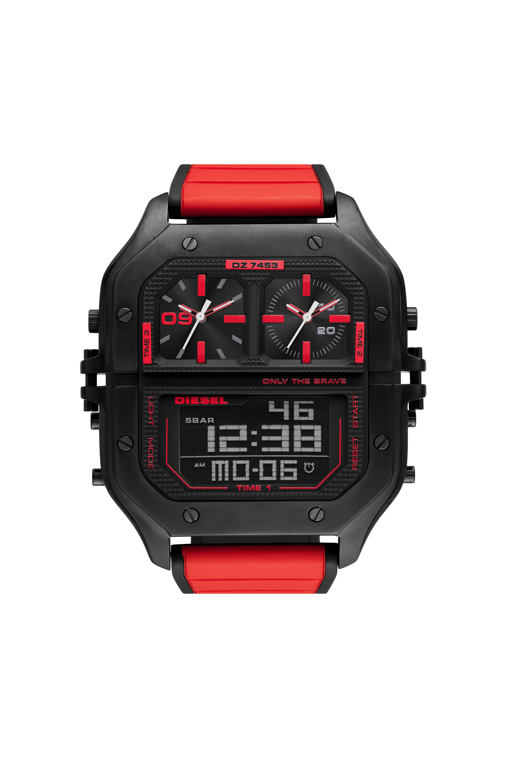 Diesel - DZ7453, Man's Clasher Ana-Digi red silicone watch in Red - 1