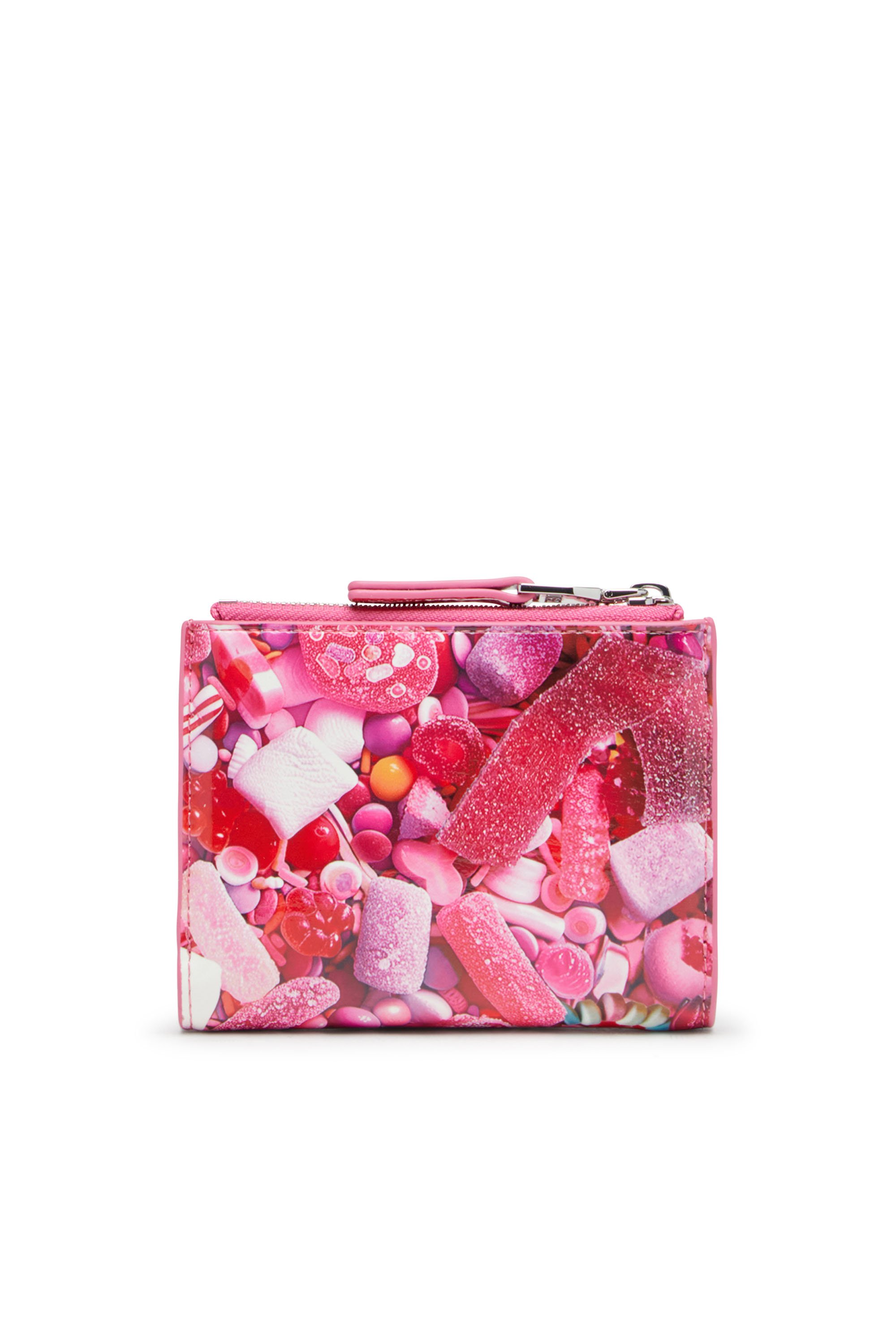 Diesel - PLAY BI-FOLD ZIP II, Woman's Small wallet in printed glossy PU in Pink - 2