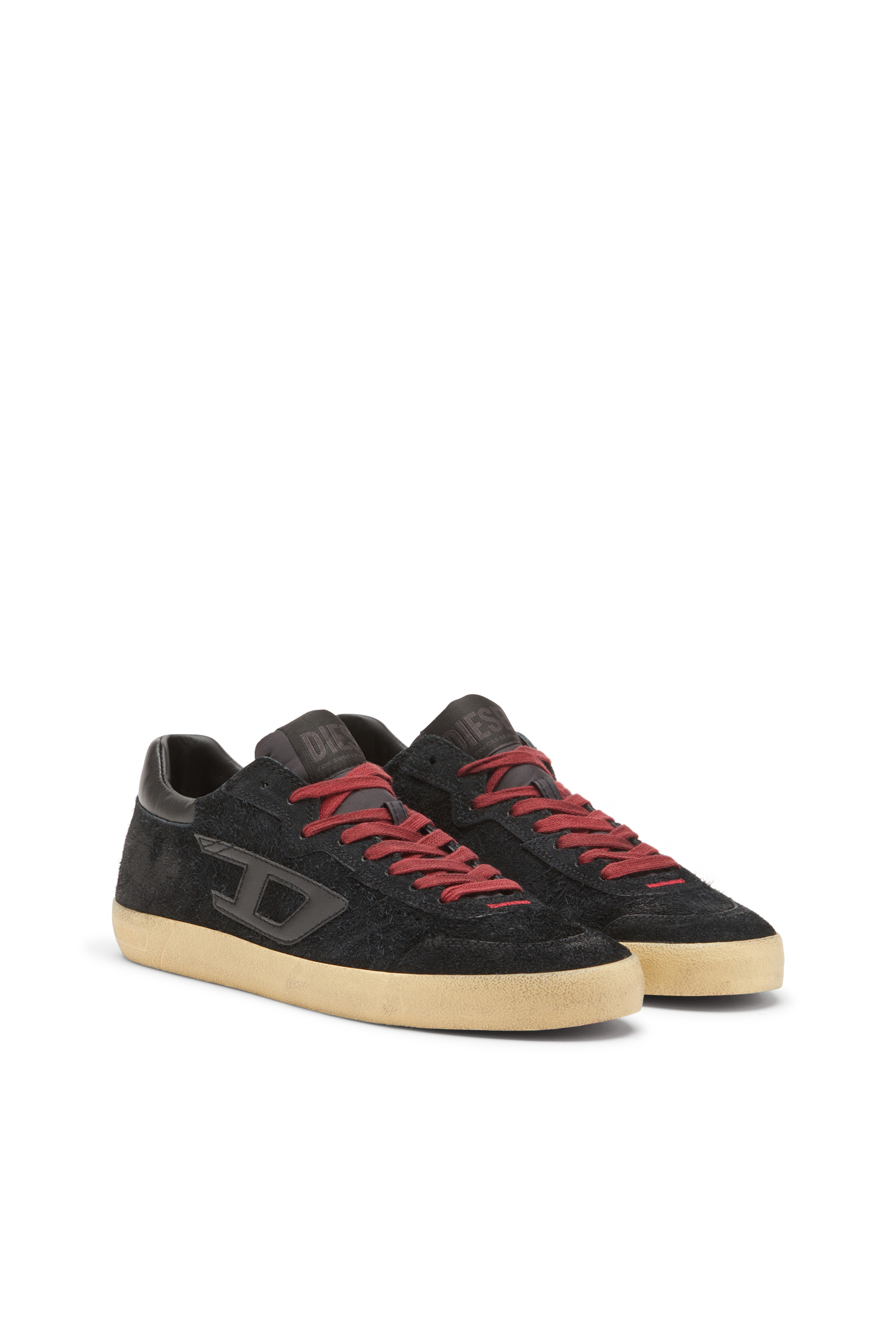 Diesel - S-LEROJI LOW, Man's S-Leroji-Distressed sneakers in hairy suede in Black - 2