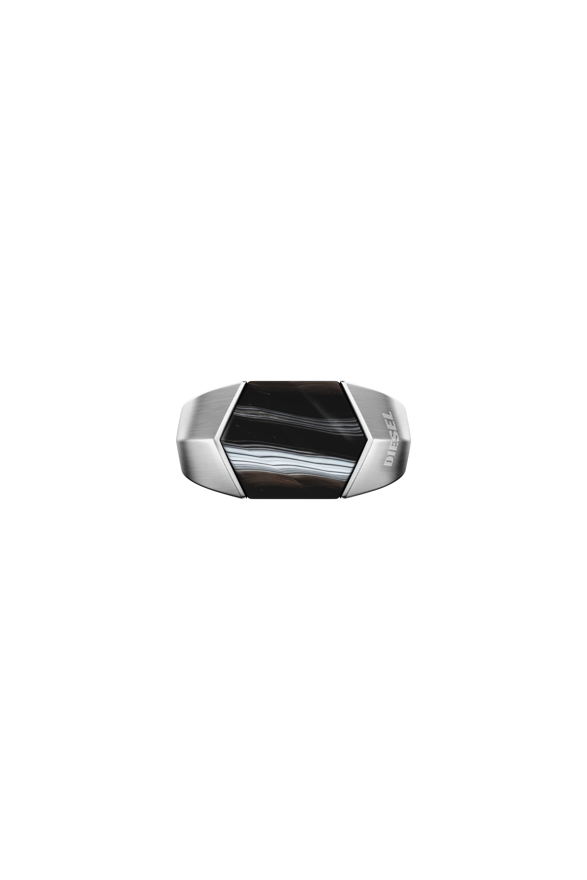 Diesel - DX1711040, Unisex's Black Agate Signet Ring in Silver/Black - 3