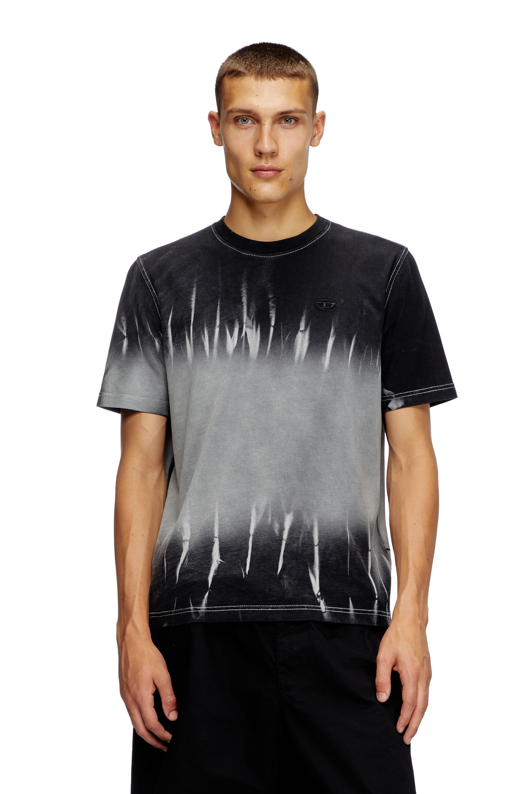 Diesel - T-ADJUST-R21, Man's Tie-dye T-shirt with logo embroidery in Black - 1