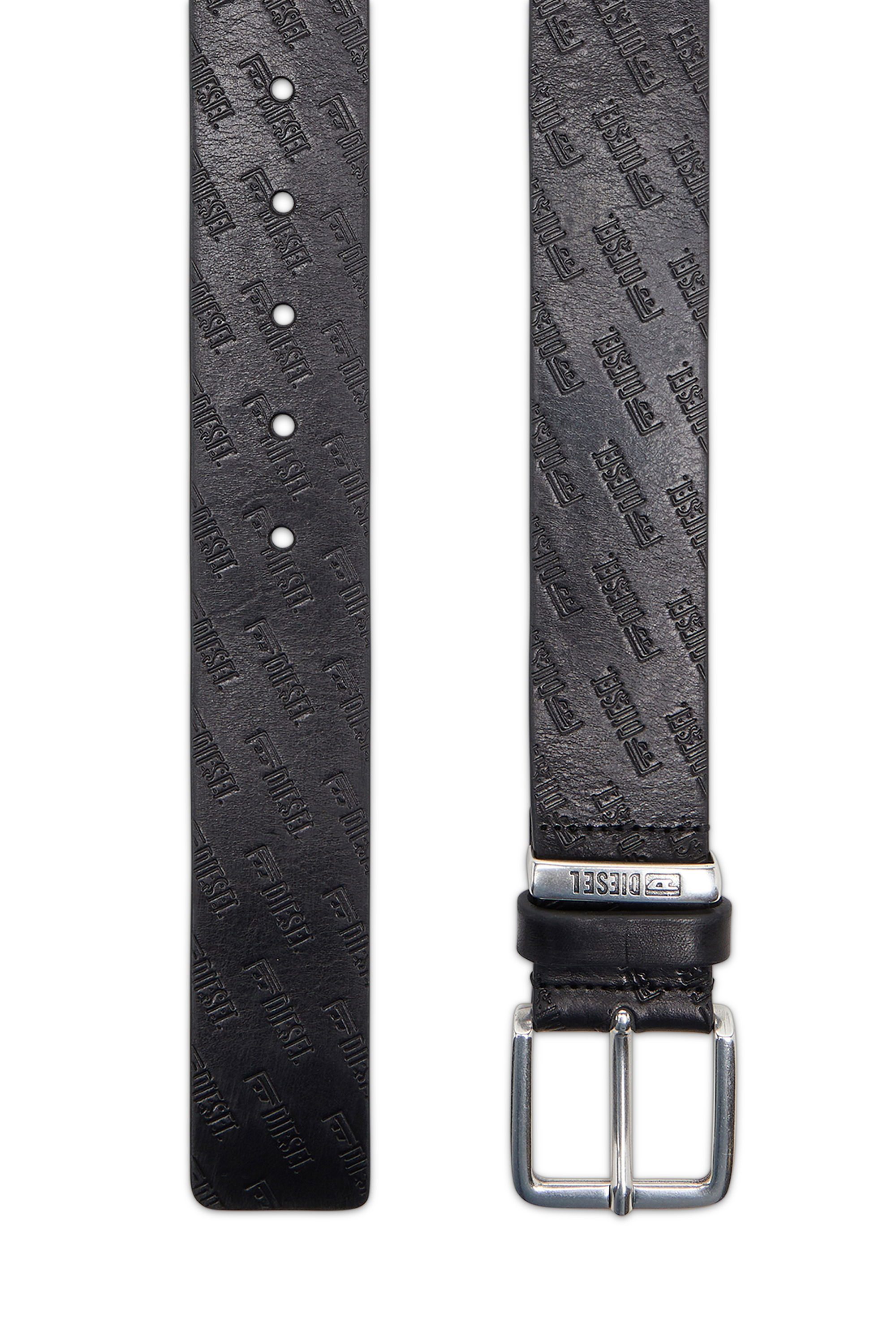 Diesel - B-MONOGRAM DSL, Man's 4 cm leather belt with all-over embossed Diesel logo in Black - 2