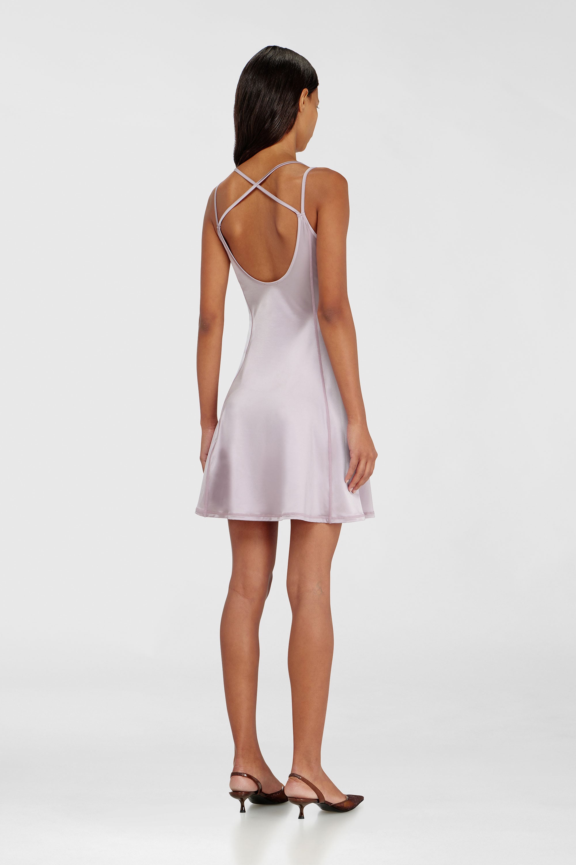 Diesel - D-IMMY, Woman's Fluid mini dress with double straps in Lilac - 4