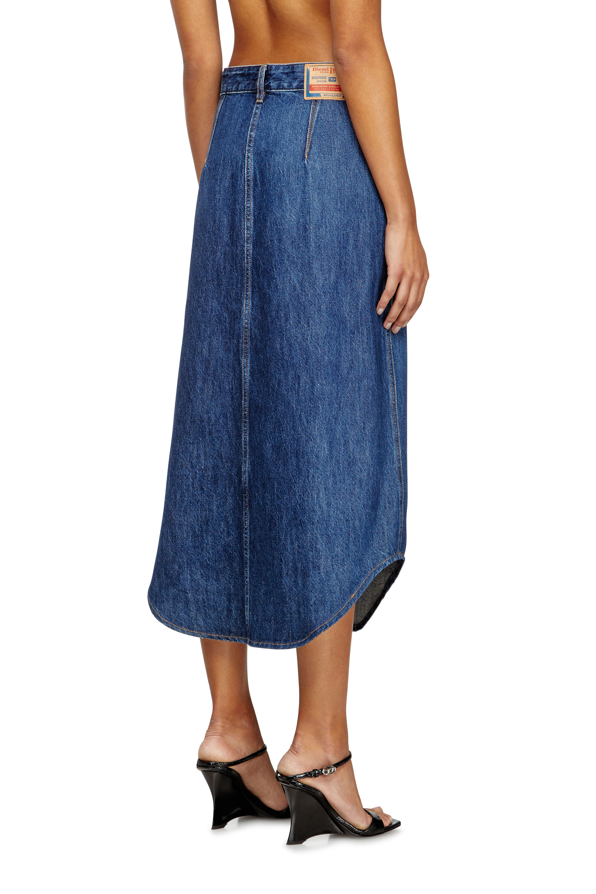 Diesel - DE-ARD-LONG, Woman's Denim skirt with front buttons in Blue - 4