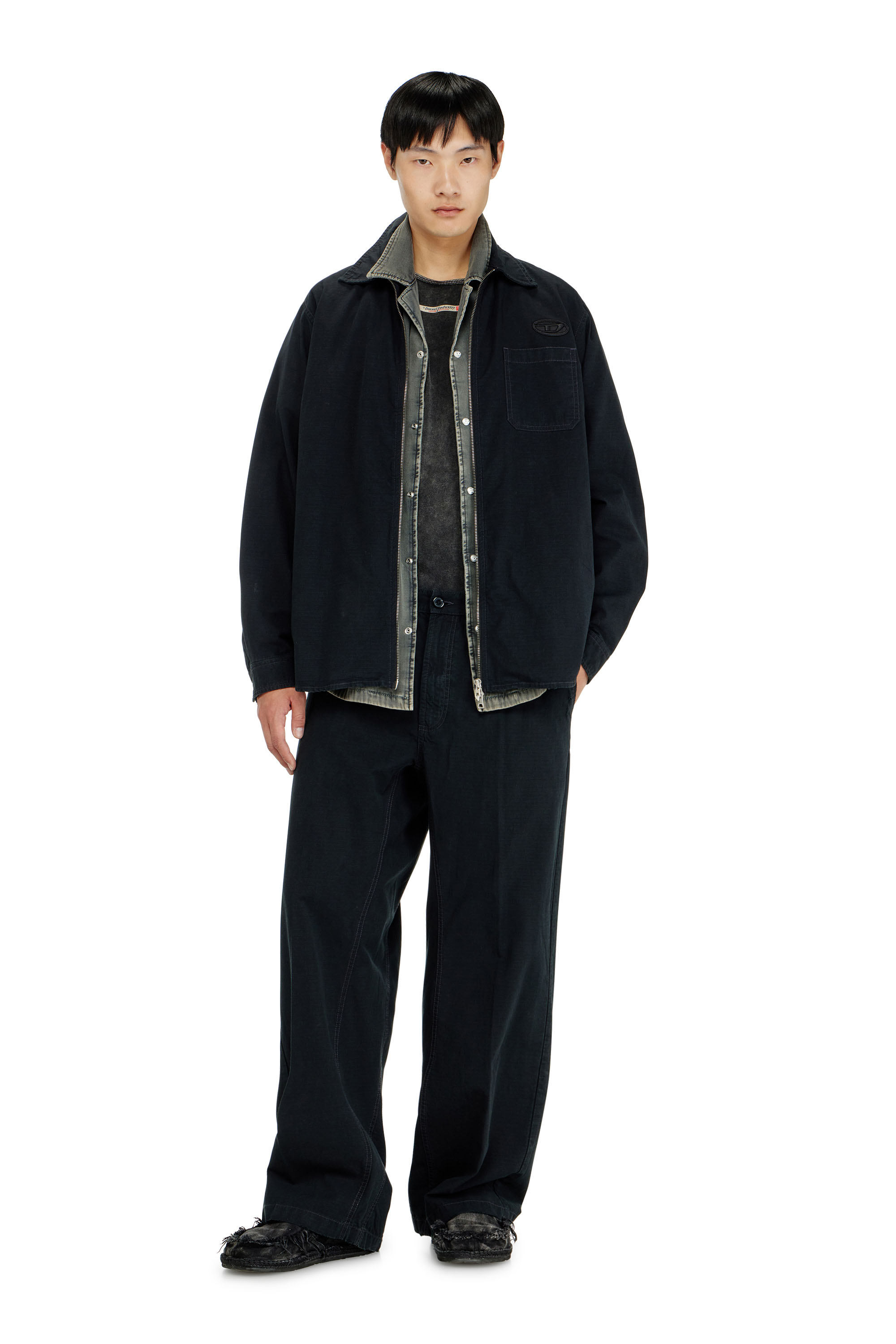 Diesel - S-ALIAS-ZIP, Man's Ripstop shirt with zip closure in null - 2