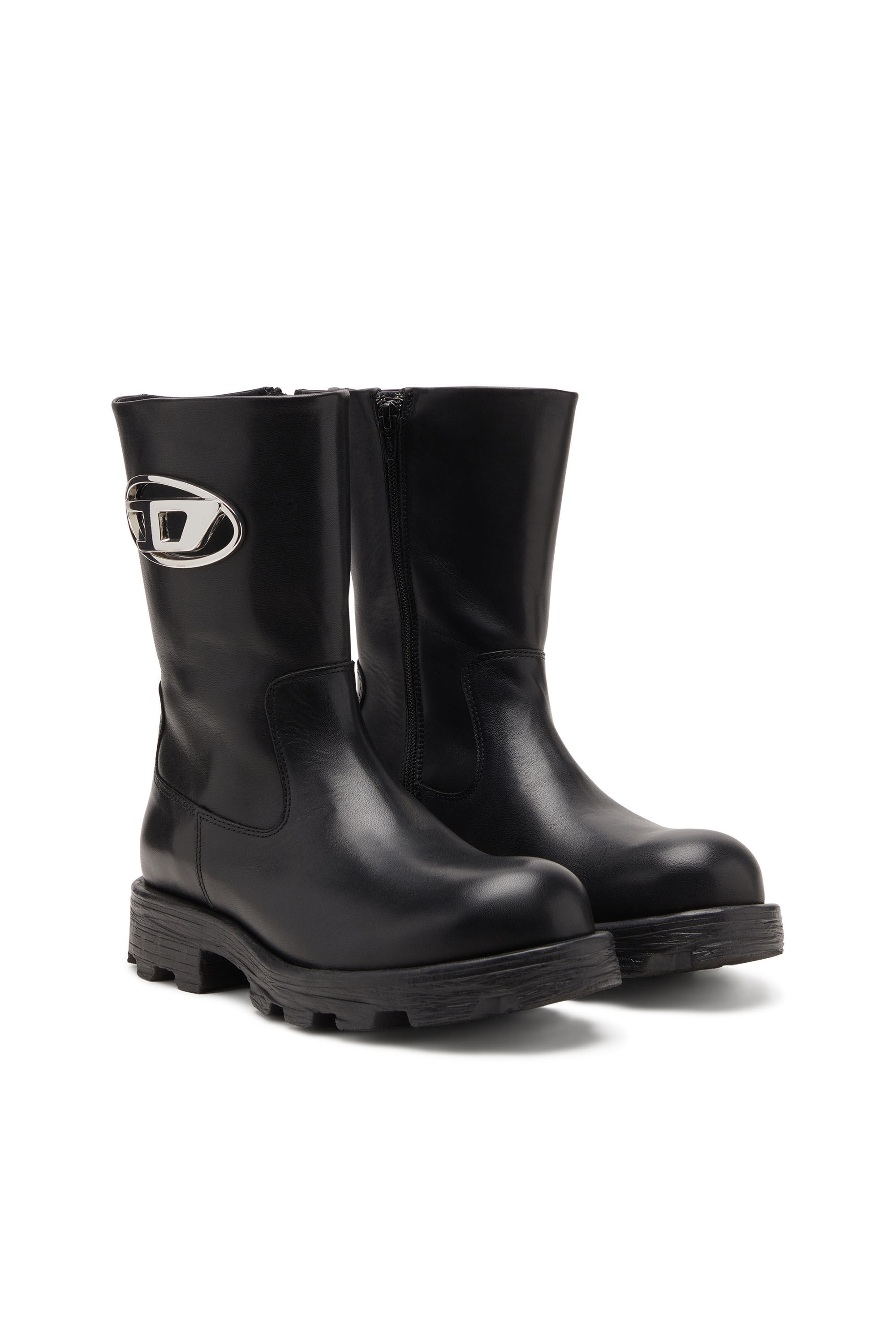 Diesel - D-HAMMER BKR D W, Woman's D-Hammer-Biker boots in shiny leather in Black - 2