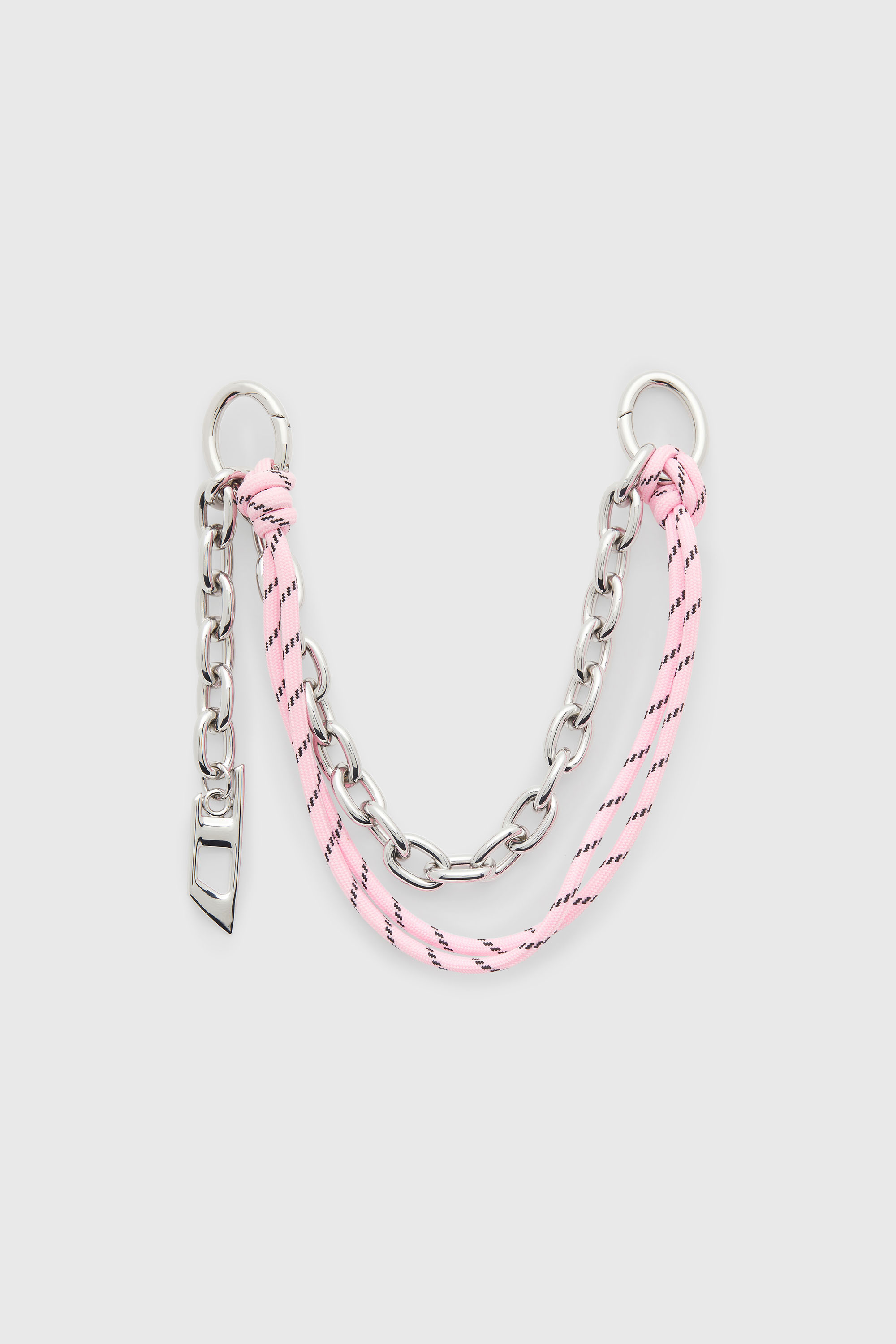 Diesel - CHAIN-D M, Woman's Metal charm with chain and rope detail in Silver/Pink - 1
