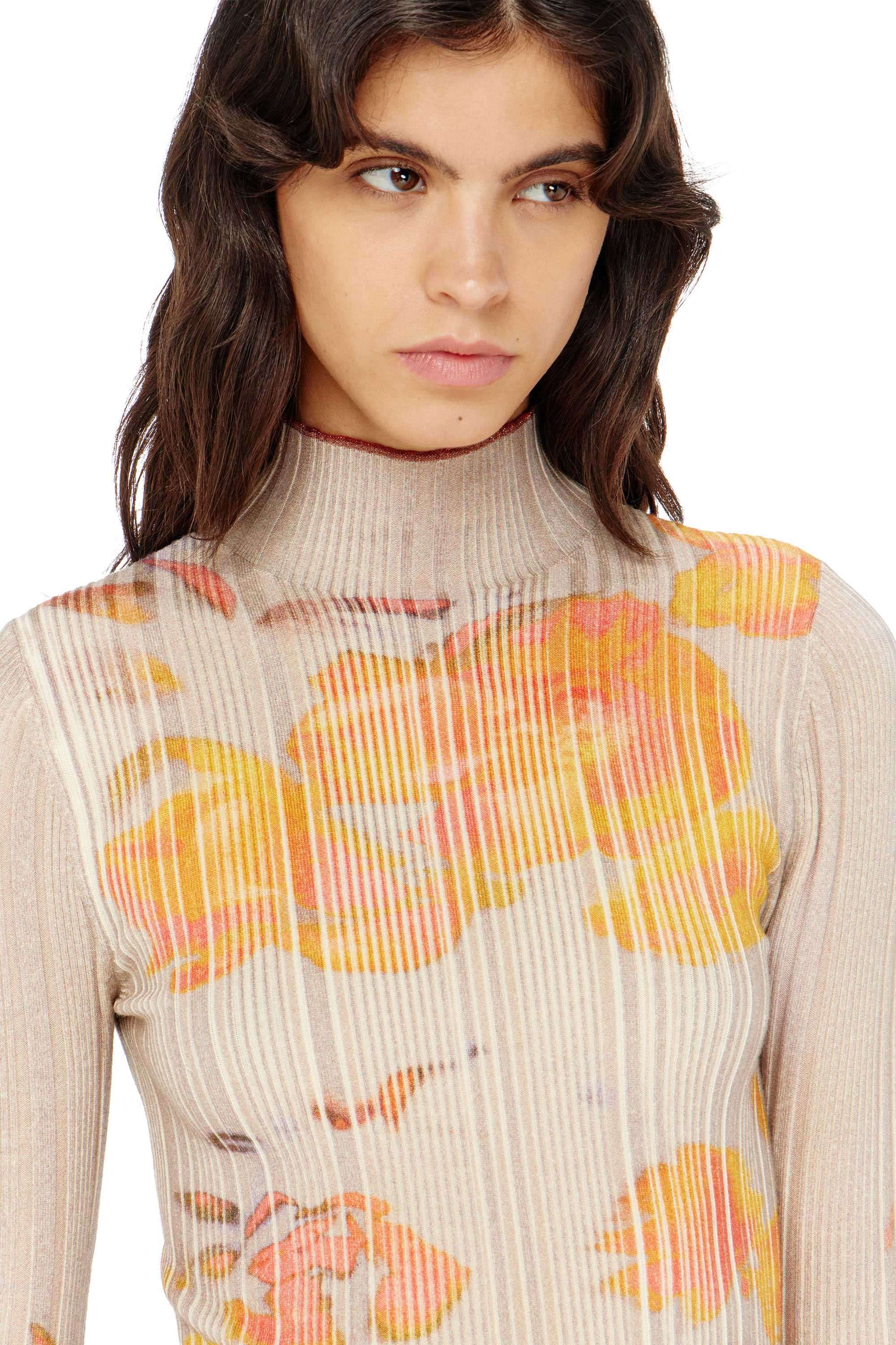 A.E.マルティ☆ファッションプレートーUN PEU D'OMBRE ENFIN Women's Ribbed wool turtleneck top with floral print | ToBeDefined