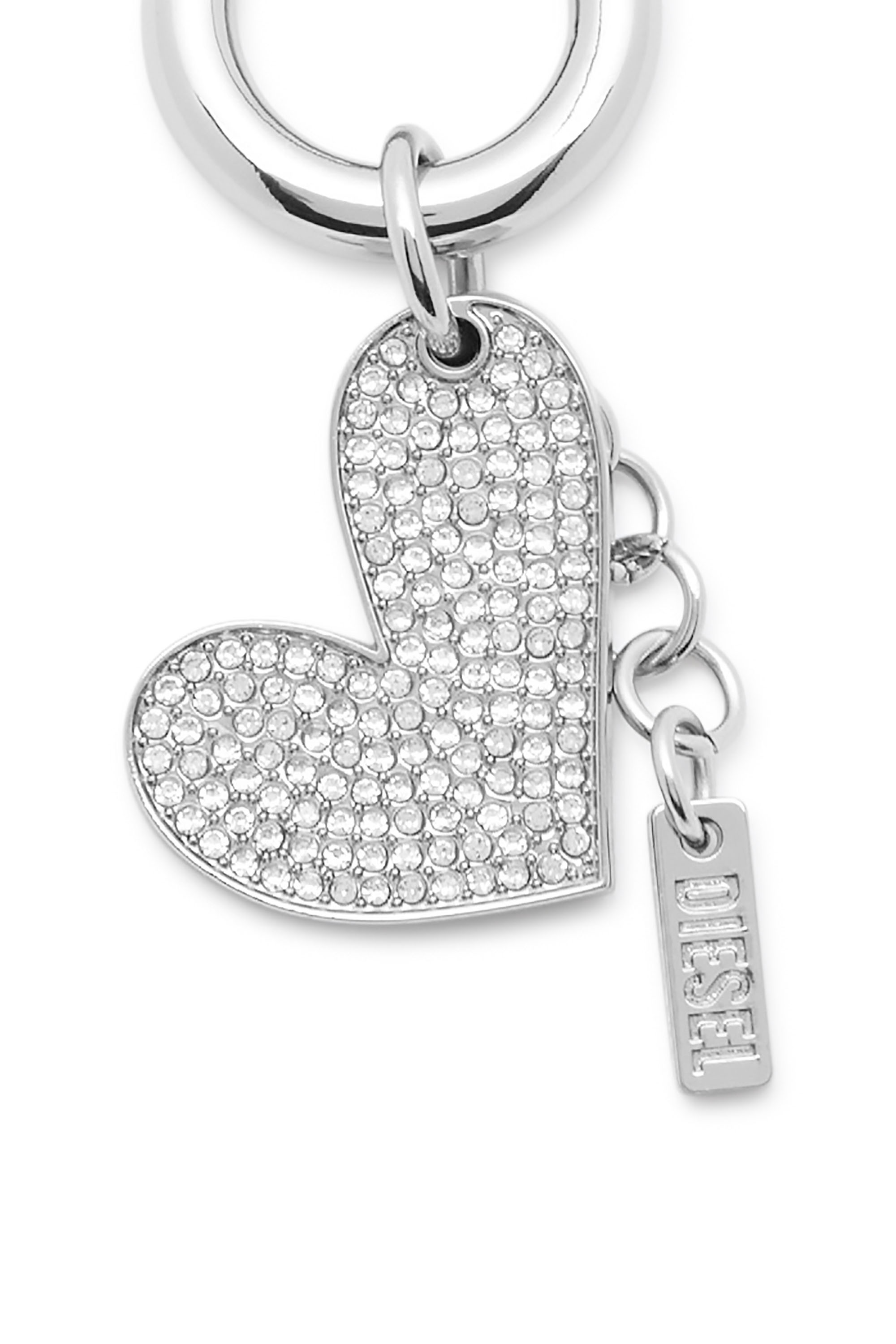 Diesel - CHARM-HEART, Woman's Metal heart charm with rhinestones in Silver - 2